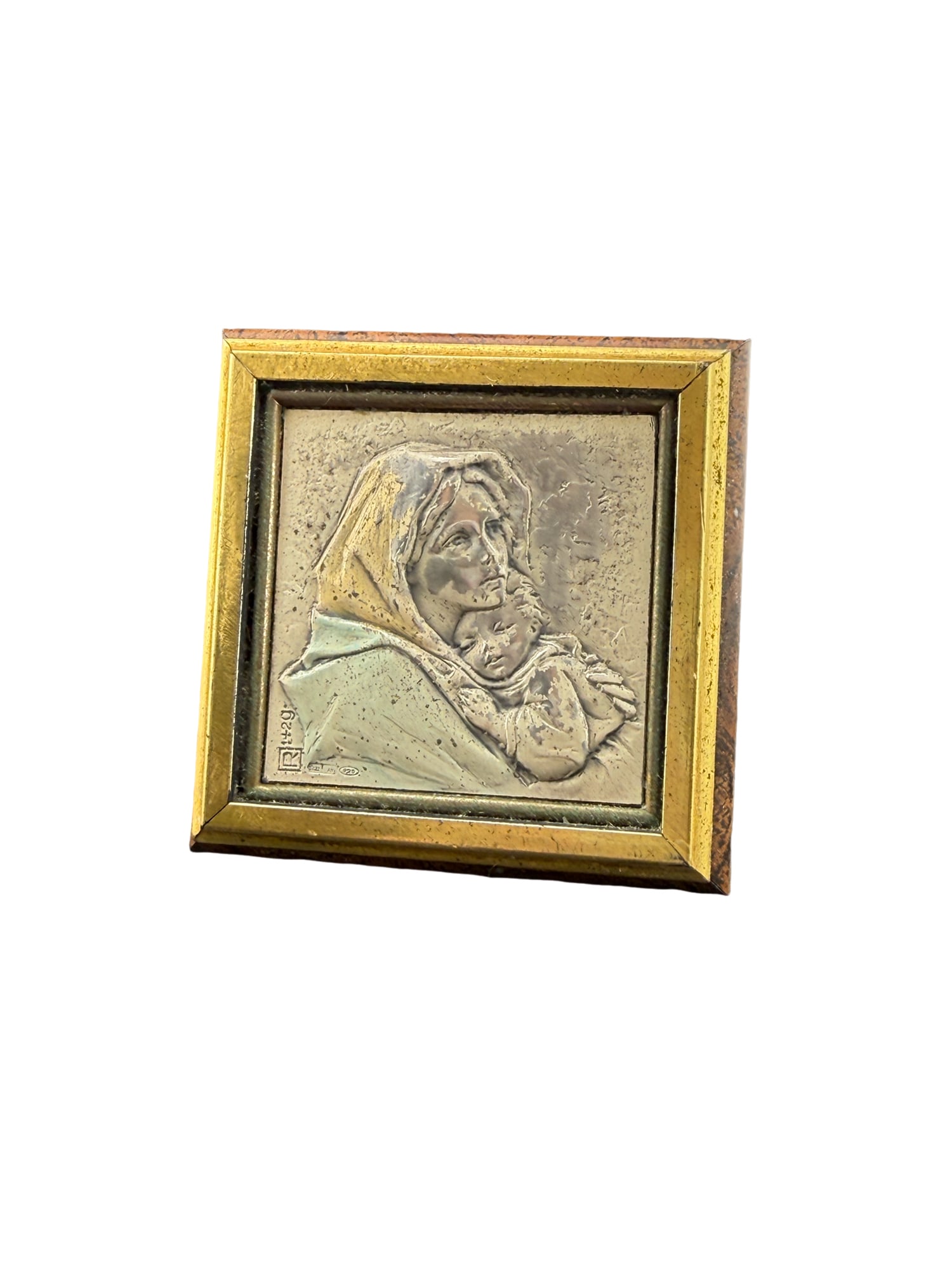 Sterling Silver Madonna Religious Small Plaque: PLEASE READ: in house shipping within the US If you win this item, please select self arranged for in house shipping when paying invoice Sterling Silver Madonna Religious Small Plaque 2.5" x 2.5"