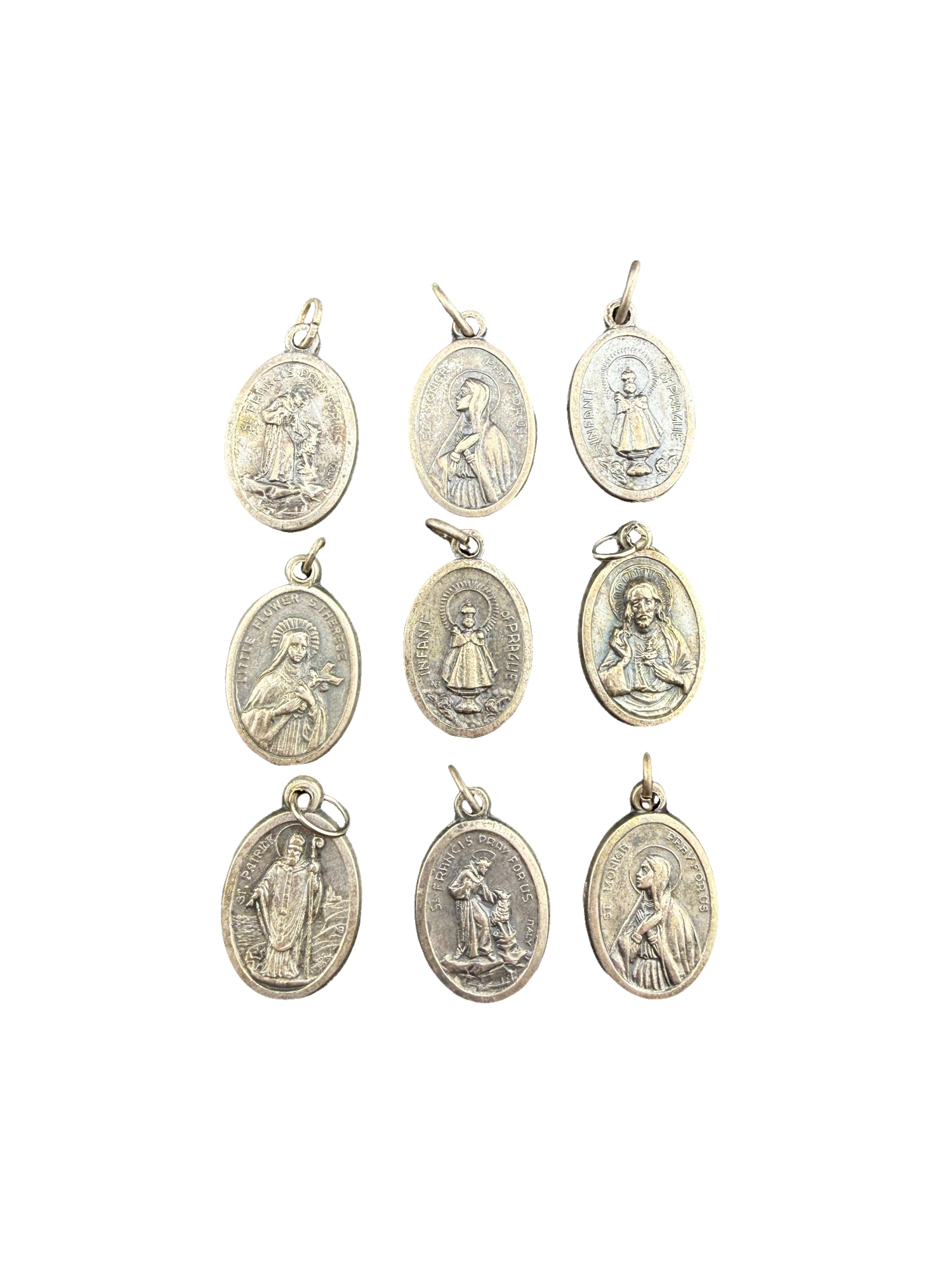 Lot of Silver Toned Religious Medal Pendants: PLEASE READ: in house shipping within the US If you win this item, please select self arranged for in house shipping when paying invoice Lot of Silver Toned Religious Medal Pendants all about 1"L