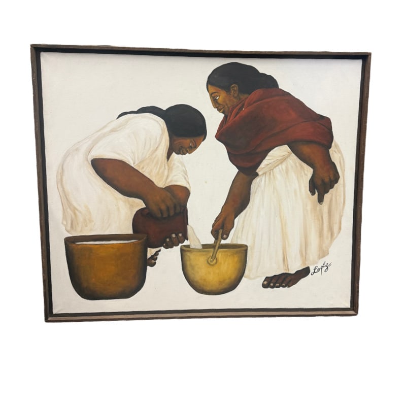 Acrylic On Canvas Signed Mary Louise Lopez: **OUT OF HOUSE SHIPPING frame: 31.5" x 37.5" sight: 30" x 36"