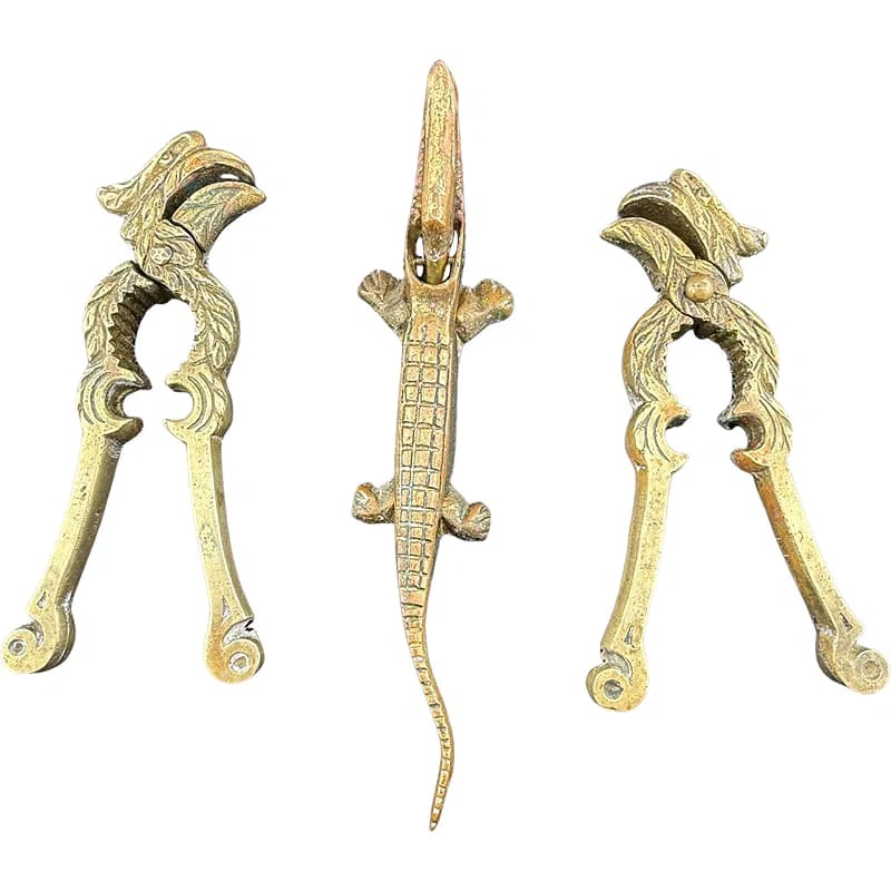 Lot of Vintage Brass Nutcrackers - Alligator Nutcracker / Eagle Nutcracker (1 of 2)