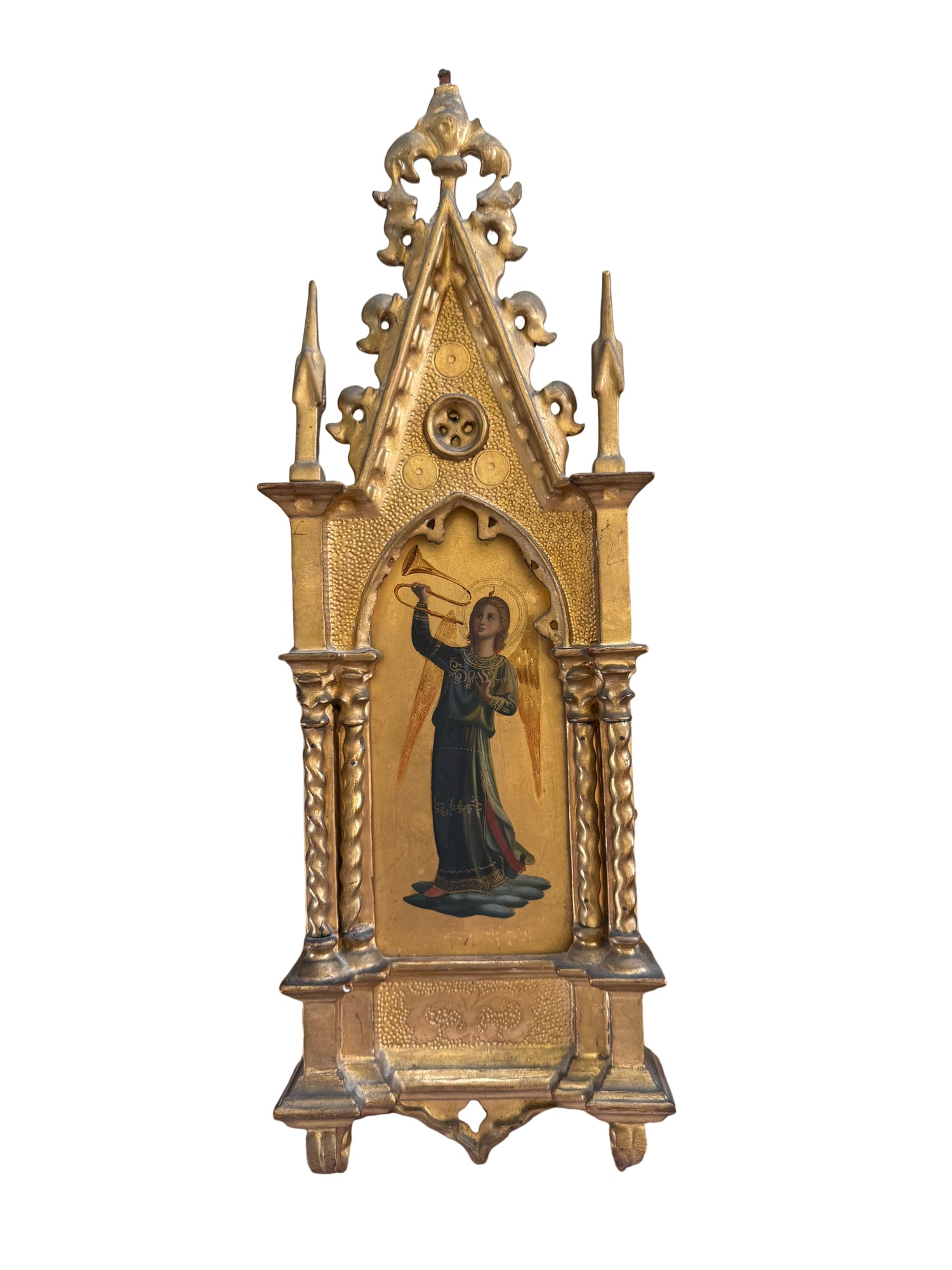 19th Century Italian Hand Carved and Hand Painted Gold Gilt Gothic Wooden Panel (1 of 5)