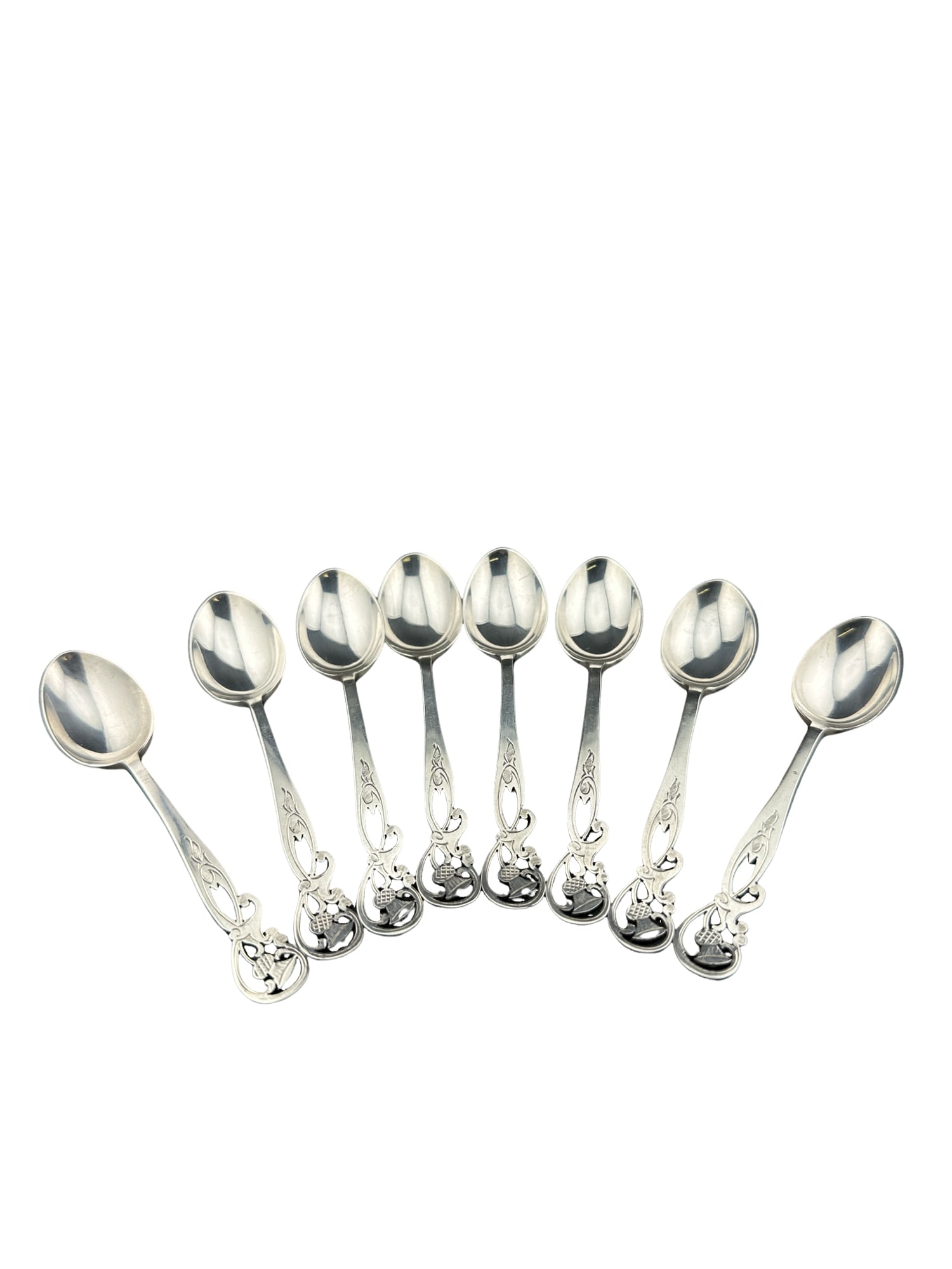Antique sterling silver Thistle Teaspoons, Francis Howard Ltd/ Sheffield (1 of 6)