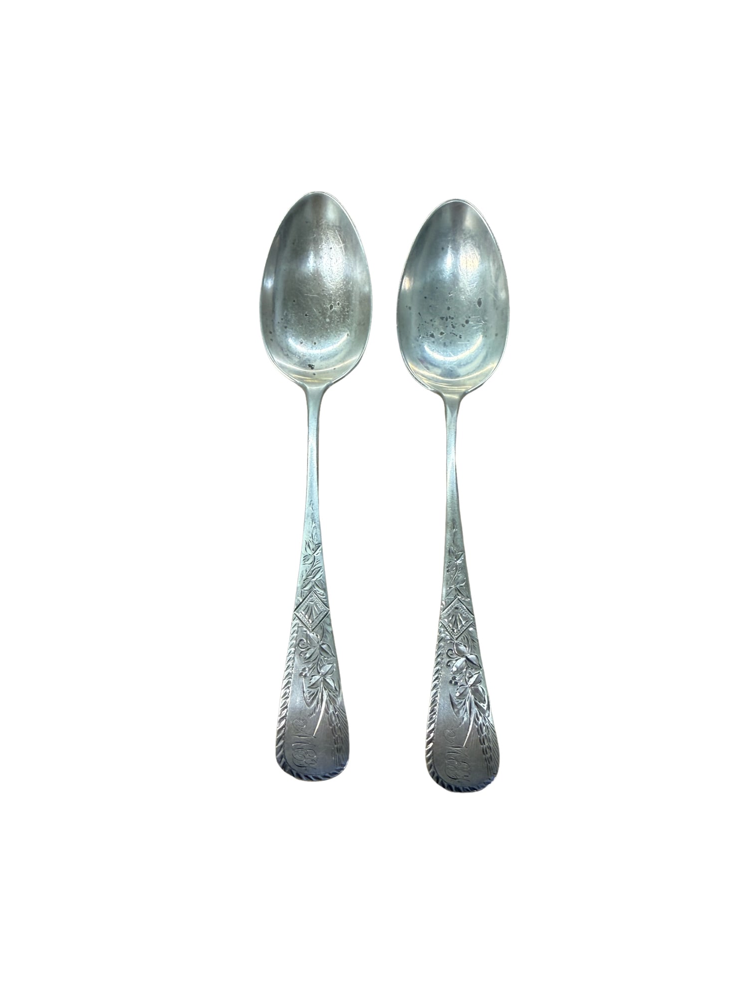 Pair of Antique Gorham Sterling Silver Engraved Spoons (1 of 4)