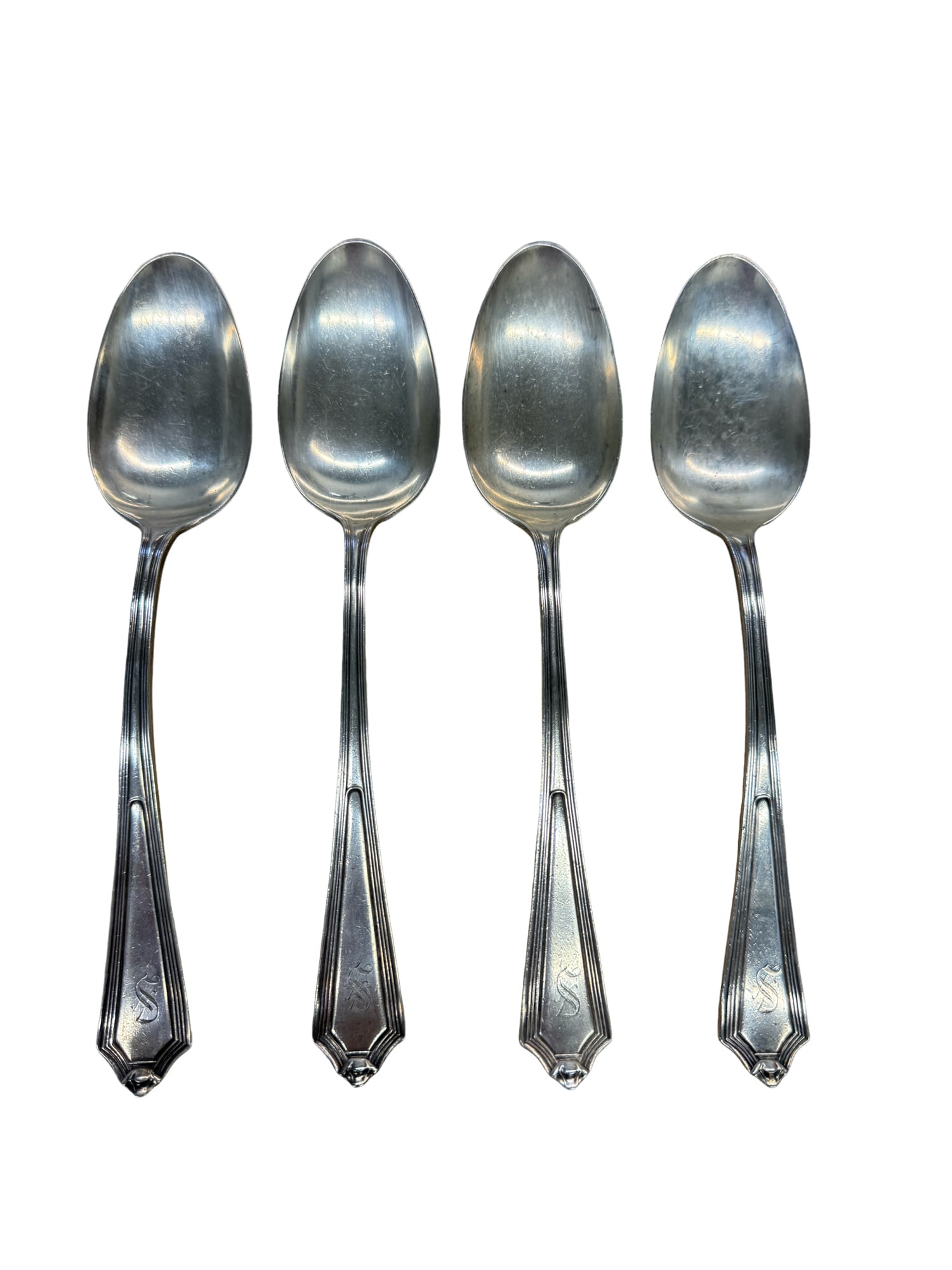 Gorham Sterling Silver Set of 4 Serving Spoons in the Plymouth Pattern (1 of 4)