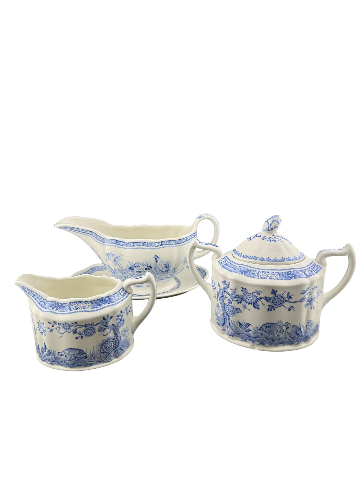 Furnivals Quail Blue Set - Creamer, Sugar Bowl, and Gravy Boat (1 of 10)