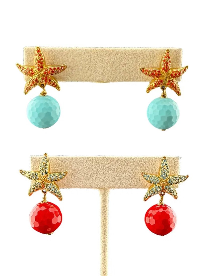 Set of 2 18K Gold Plated Sterling Silver Krill Starfish Earrings by Misis: PLEASE READ: in house shipping within the US If you win this item, please select self arranged for in house shipping when paying invoice Set of 2 18K Gold Plated Sterling Silver Krill Starfish Earring