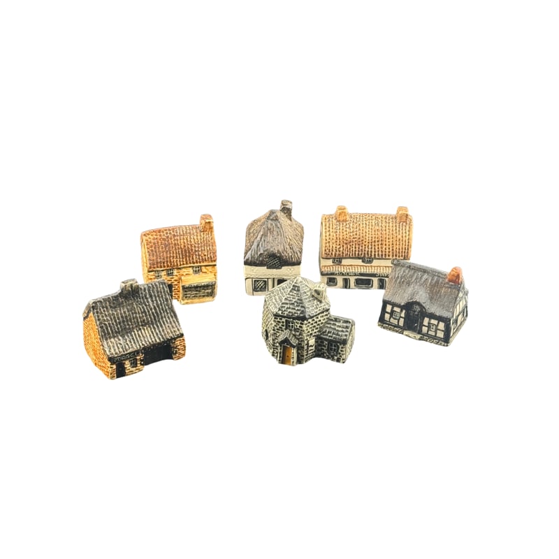 Lot of 6 Hand Crafted Tey Pottery England Houses: PLEASE READ: in house shipping within the US If you win this item, please select self arranged for in house shipping when paying invoice