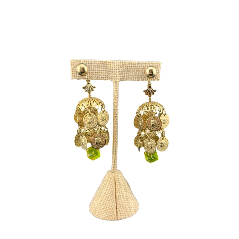 Fun Chandelier Earrings with Acrylic Dice: PLEASE READ: in house shipping within the US If you win this item, please select self arranged for in house shipping when paying invoice 2.75" drop
