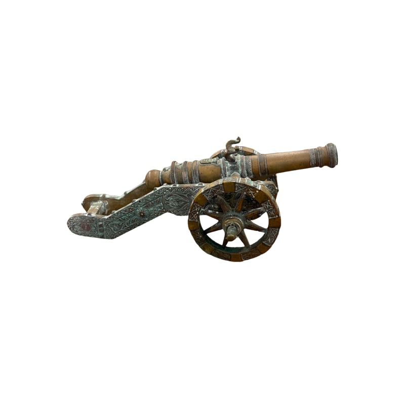 Vintage Heavy Bronze Cannon With Crown on Barrel: PLEASE READ: in house shipping within the US If you win this item, please select self arranged for in house shipping when paying invoice 5.5"H x 12"L x 4"W