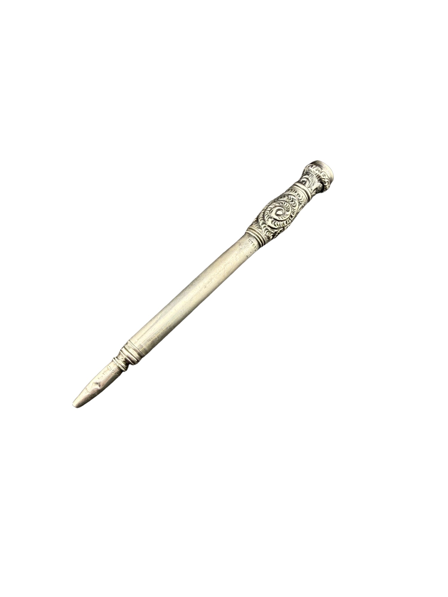 Antique Aikin Lambert Sterling Silver Propelling Pencil with Green Stone (1 of 6)