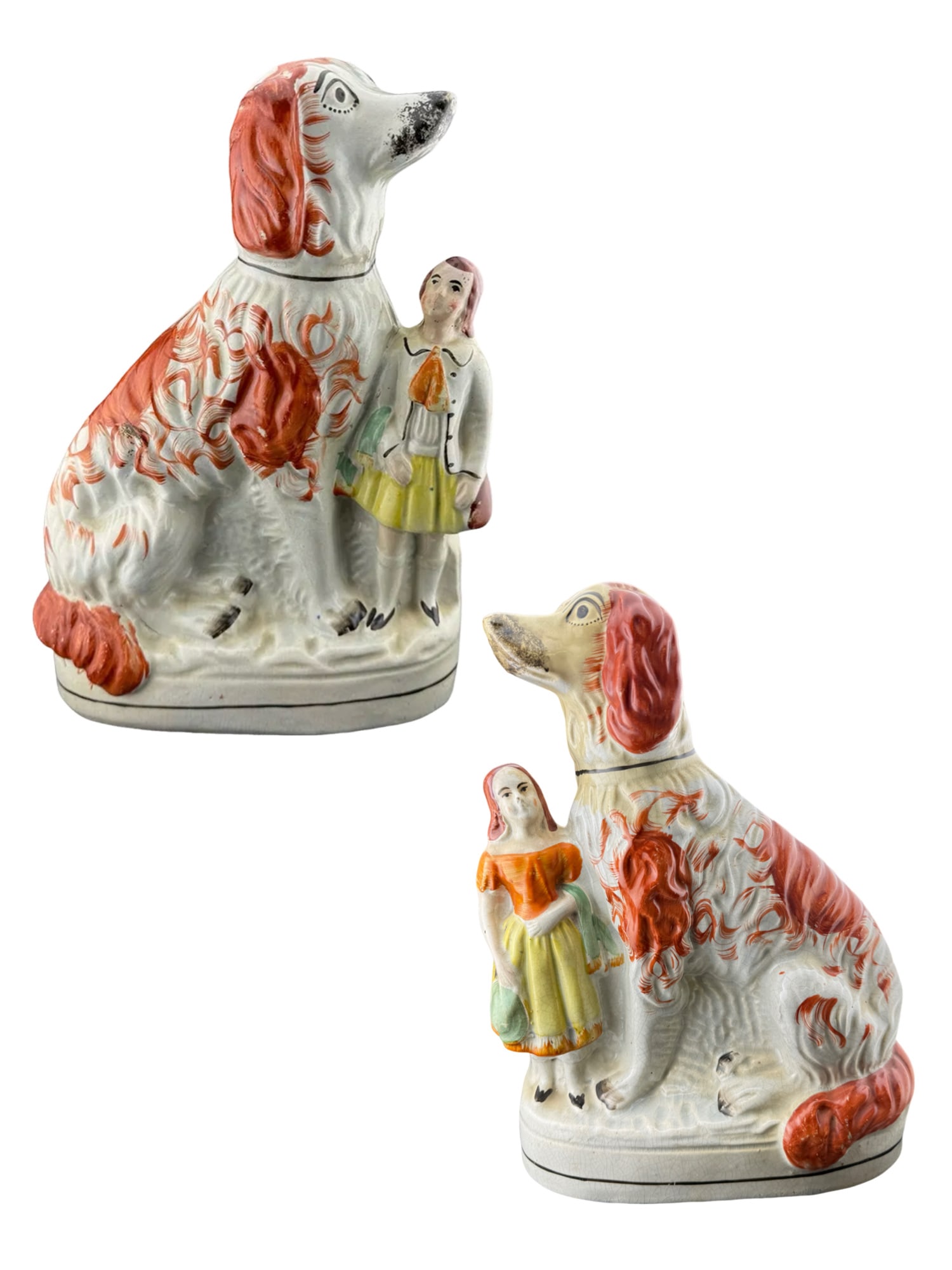 Large Staffordshire Afghan with Girl Porcelain Statues (1 of 13)