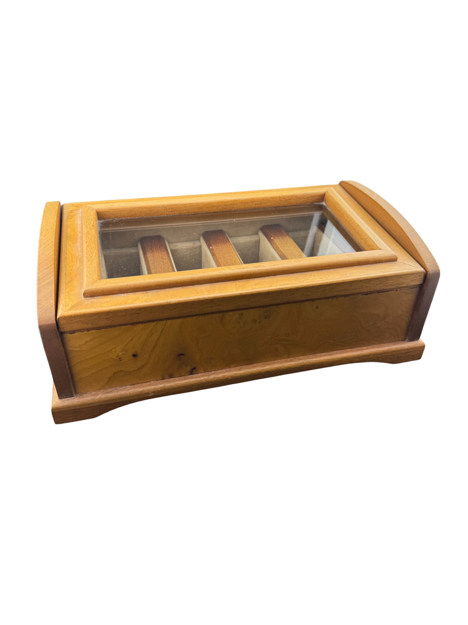 Osvaldo Agresti Handcrafted Briarwood and Glass Watch Box: PLEASE READ: in house shipping within the US If you win this item, please select self arranged for in house shipping when paying invoice Osvaldo Agresti Handcrafted Briarwood and Glass Watch Box Handc