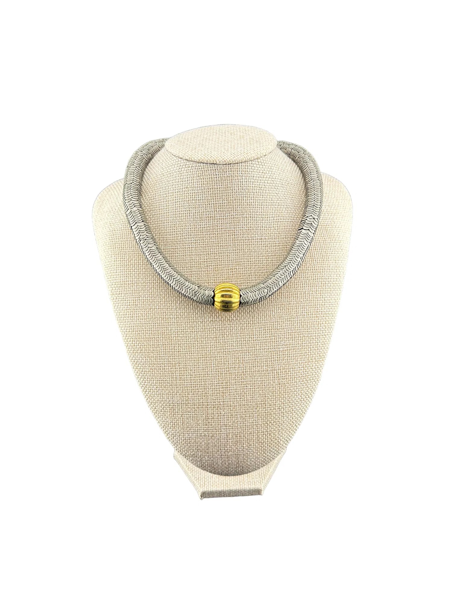 Yves Saint Laurent Sterling Silver Serpentine Chain, Ball Necklace (1 of 4)