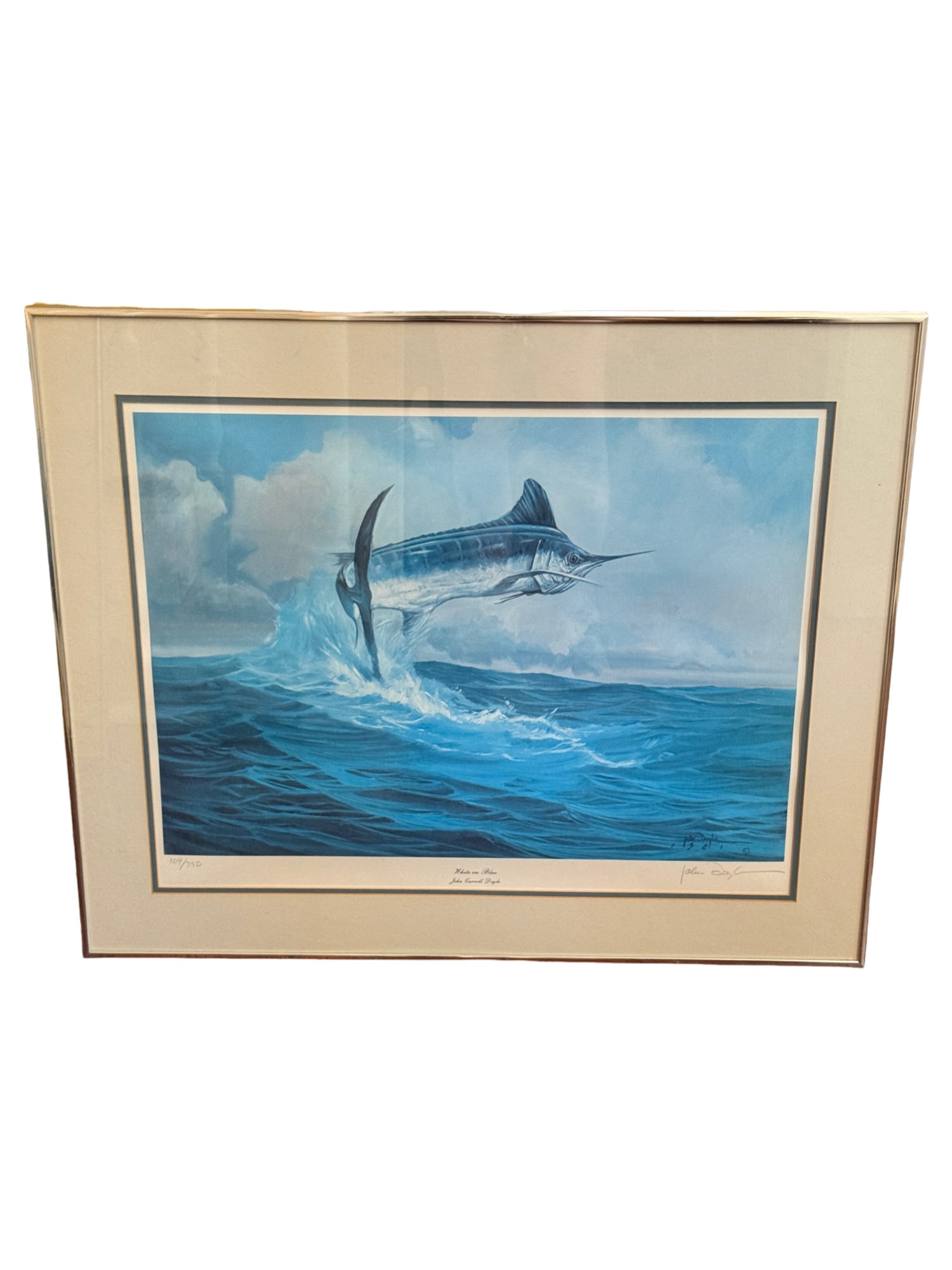 White on Blue by John Carroll Doyle Signed Lithograph: **OUT OF HOUSE SHIPPING White on Blue by John Carroll Doyle 109/750 30.75" x 25"