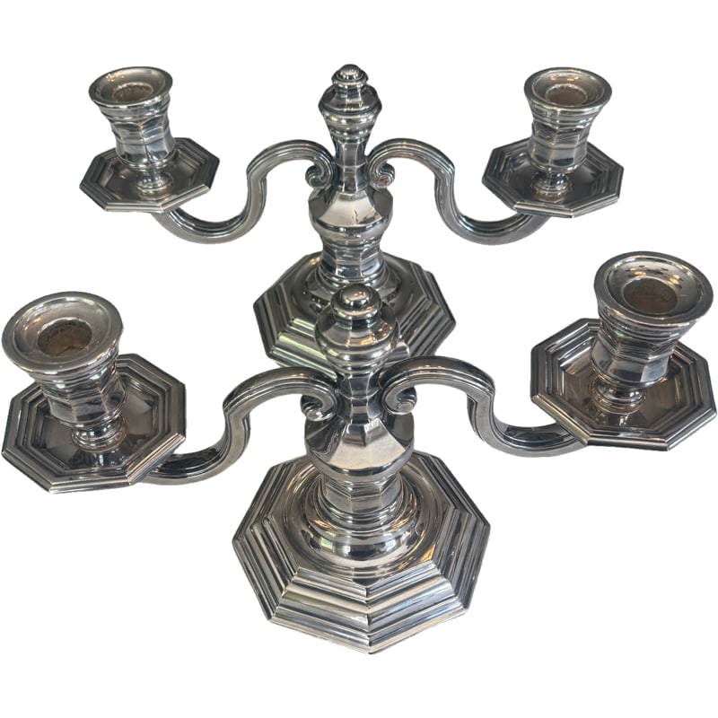Pair of Christofle Paris SilverPlate Candlestick Holders : Louis XIV Style (1 of 5)