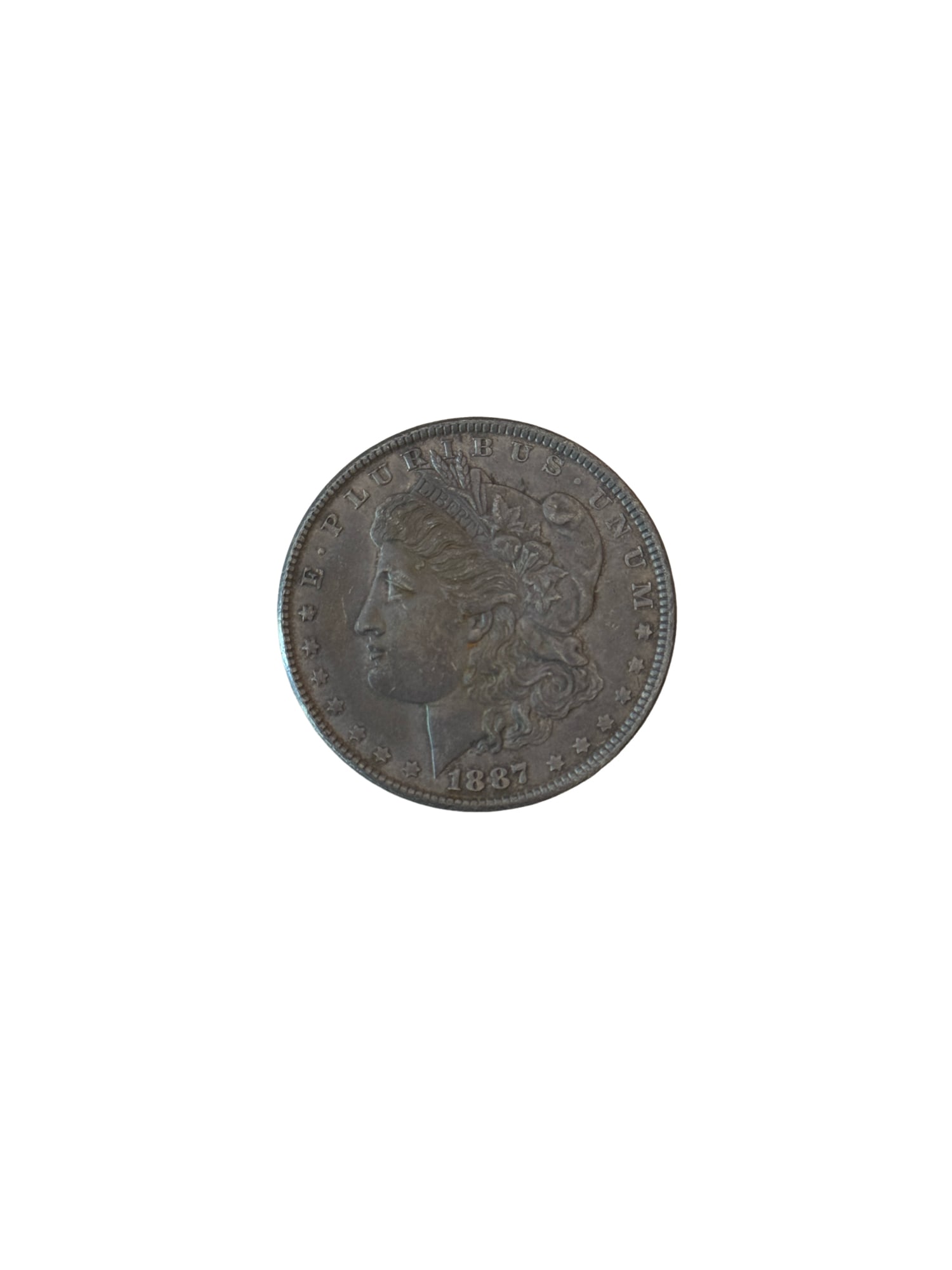 1887 Morgan Silver Dollar: PLEASE READ: In house shipping within the US. If you win this item, please select self arranged for in house shipping when paying invoice 1887 Morgan Silver Dollar Weight:27 grams Measurement: 1.5"