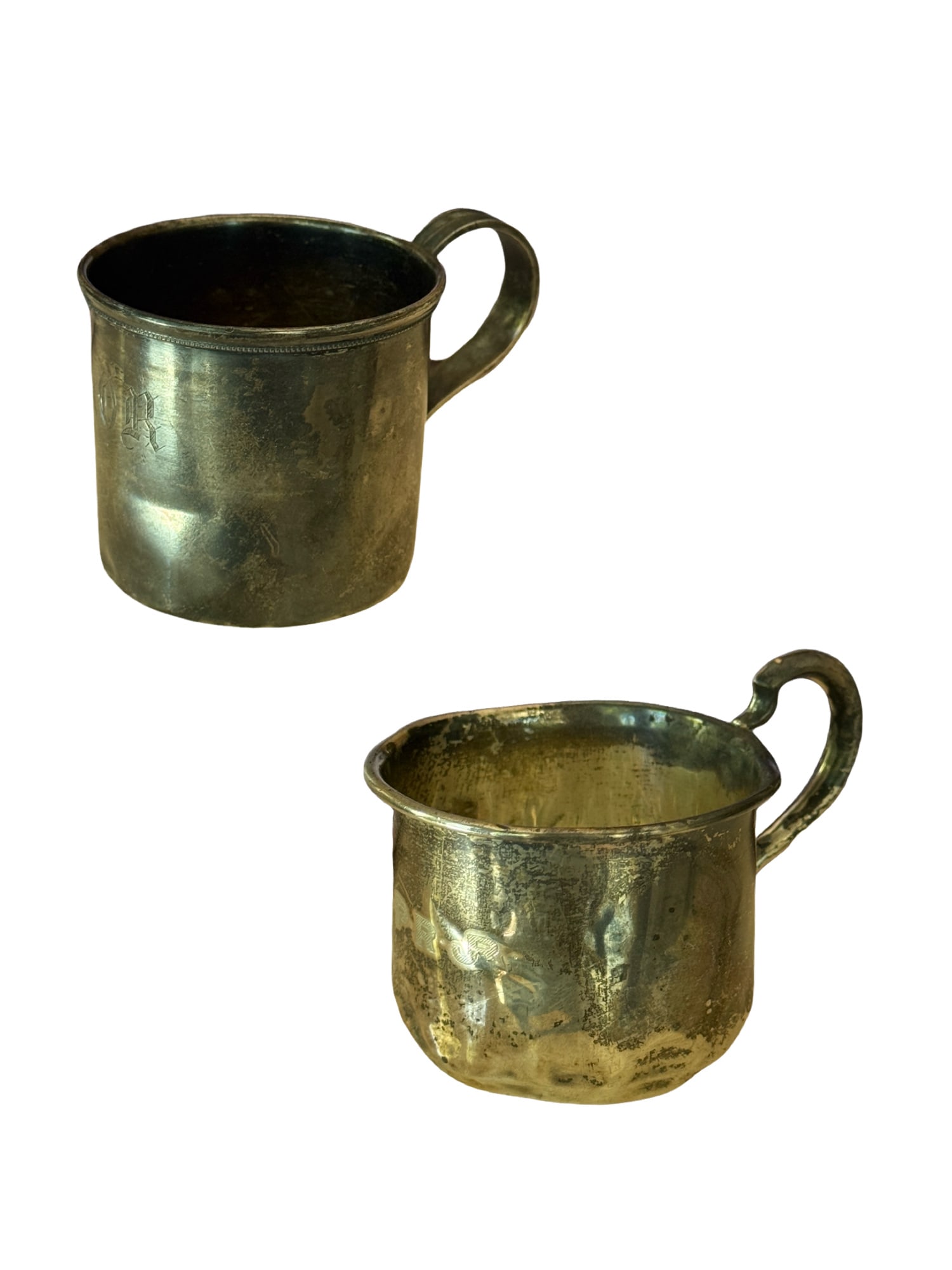 Antique Sterling Silver Monogrammed Baby Cups - Charleston Estate: PLEASE READ: In house shipping within the US. If you win this item, please select self arranged for in house shipping when paying invoice Antique Sterling Silver Monogrammed Baby Cups - From the Charl