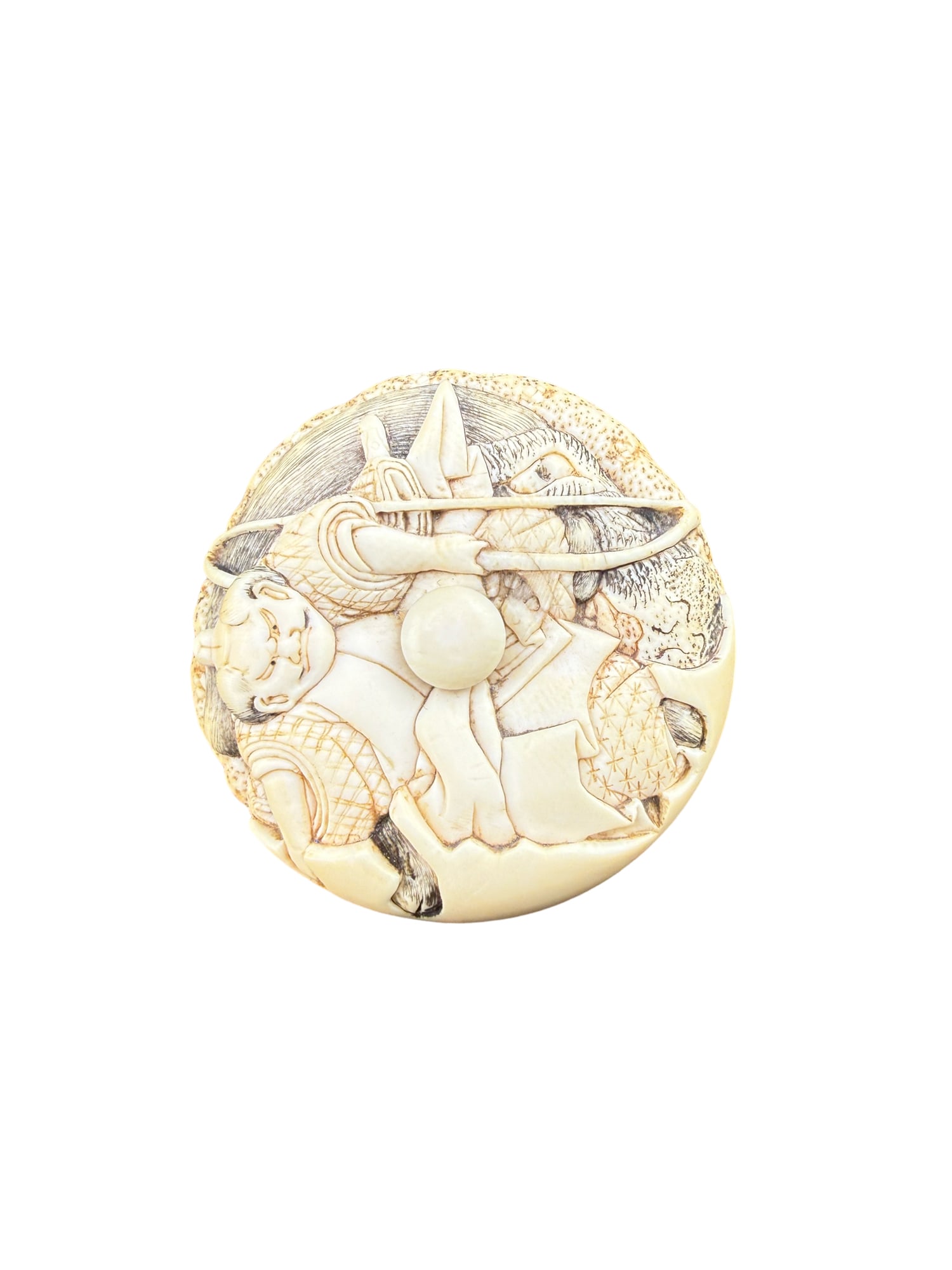 Antique Carved Bone Manju Netsuke (1 of 4)