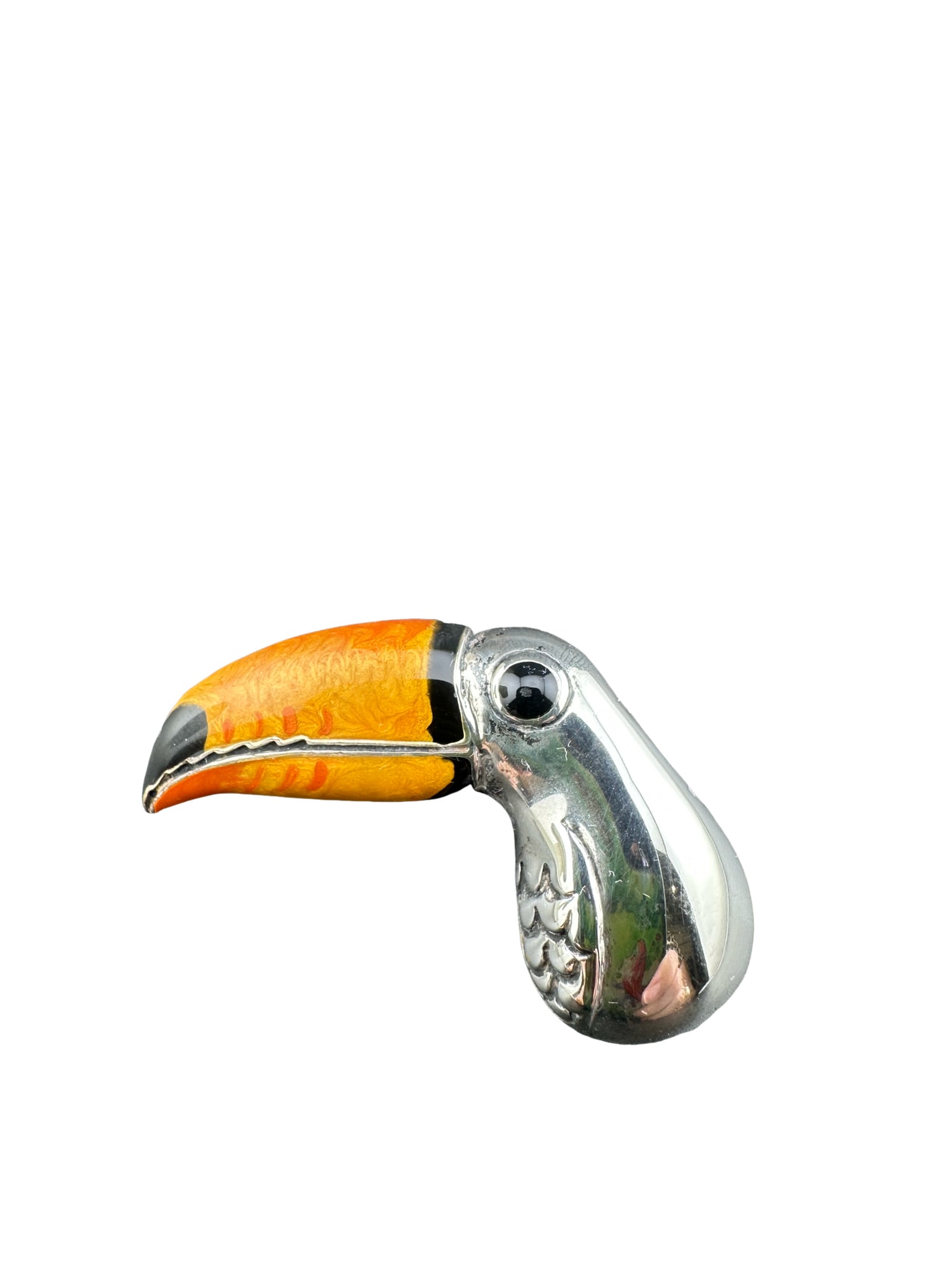 Enamel and Sterling Toucan Head Brooch from Italy (1 of 6)