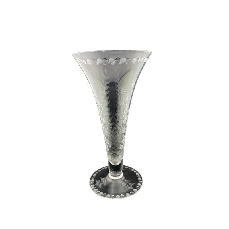 William Yeoward Etched Crystal Trumpet Vase - Fern Pattern (1 of 4)