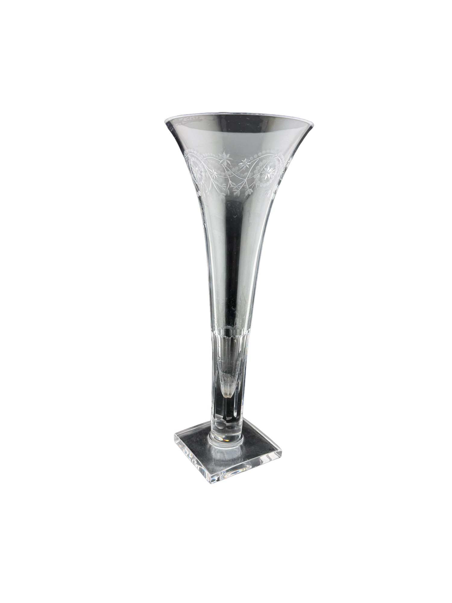 William Yeoward Large Etched Crystal Trumpet Vase (1 of 3)