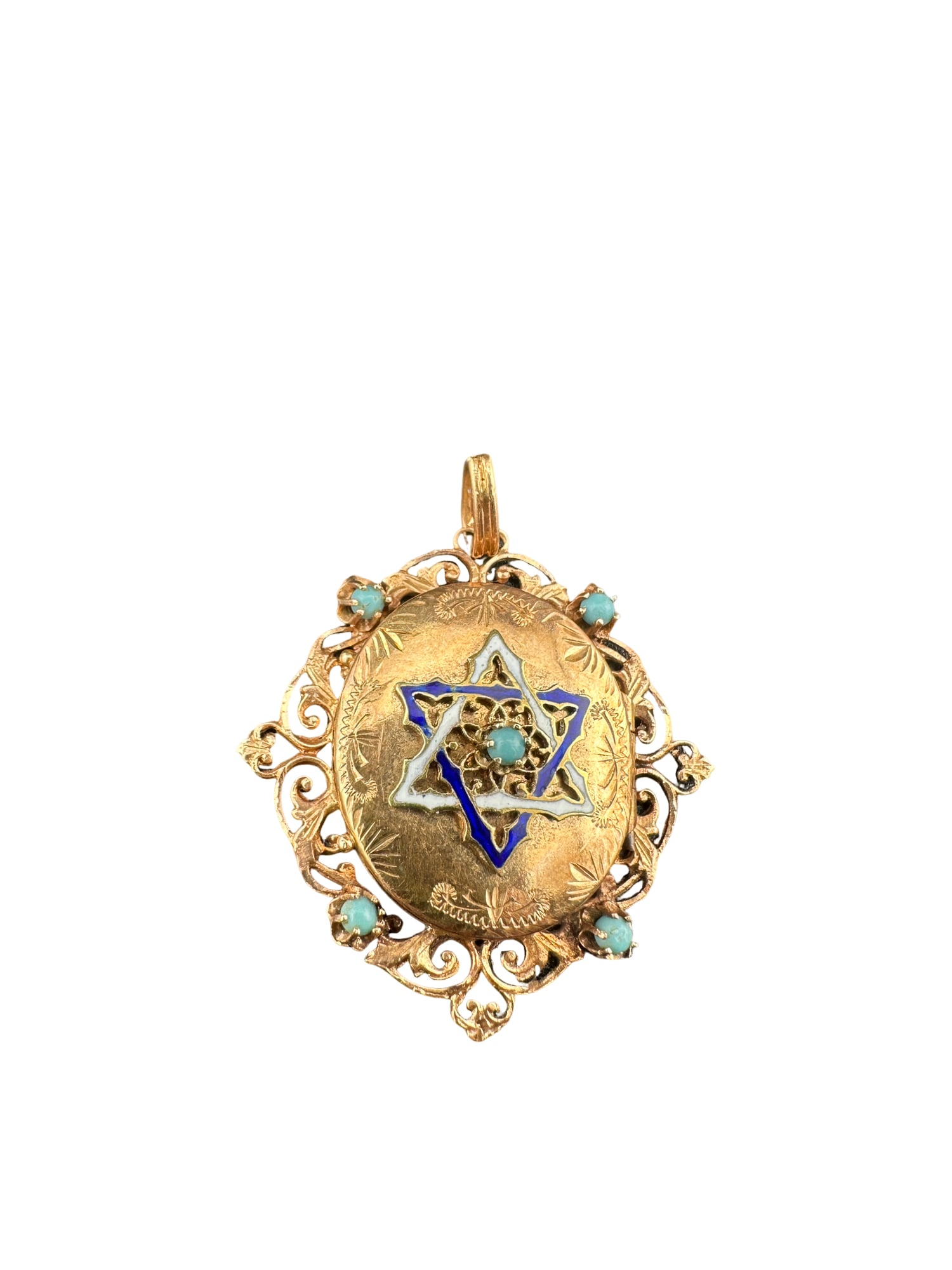 14k and enamel Star of David (Magen David) locket (1 of 5)