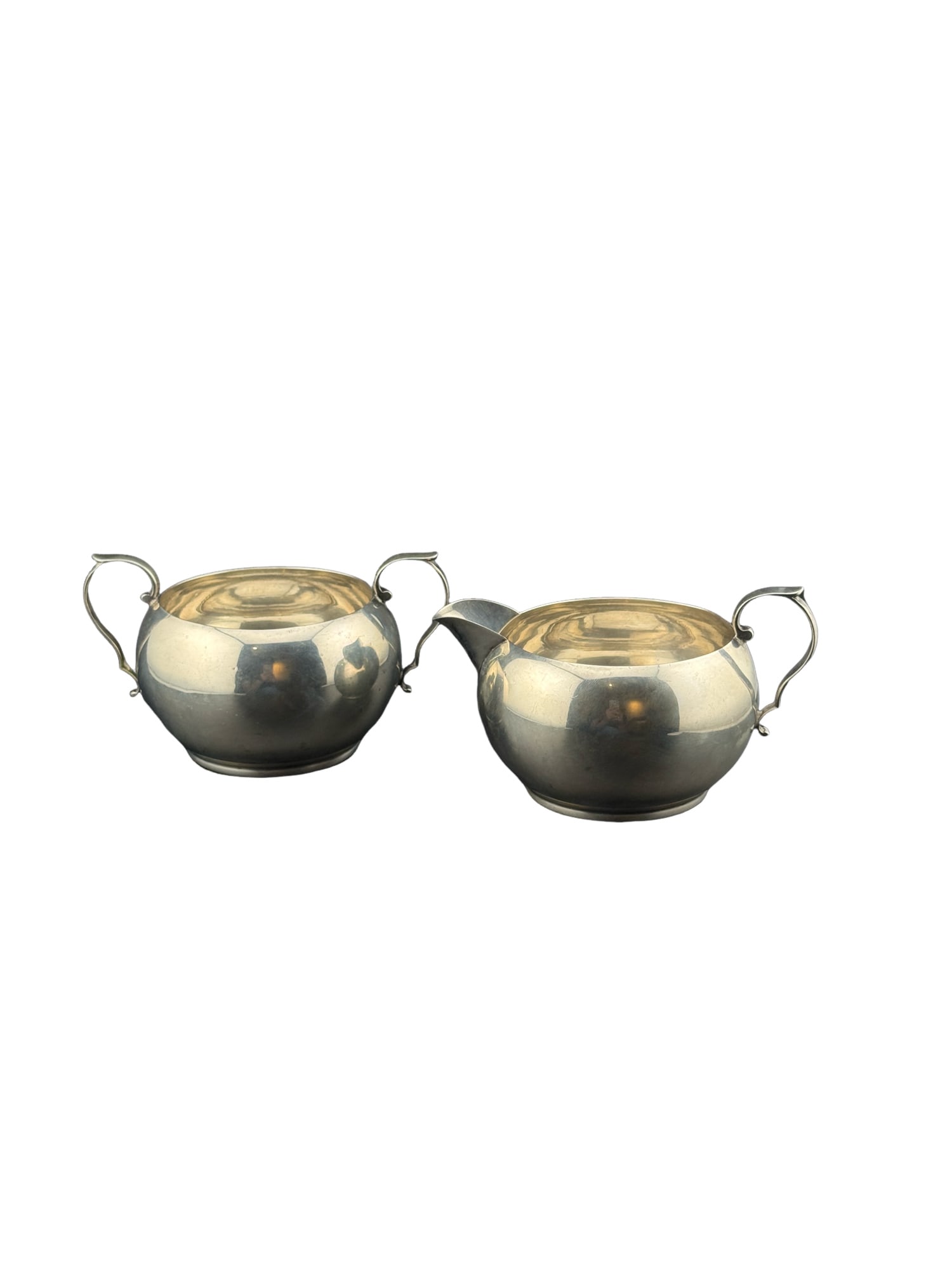 1940s Sterling Silver Creamer and Sugar Bowl Set by LaPaglia - Made for Georg Jensen: PLEASE READ: in house shipping within the US If you win this item, please select self arranged for in house shipping when paying invoice 1940s Sterling Silver Creamer and Sugar Bowl Set by LaPaglia - 