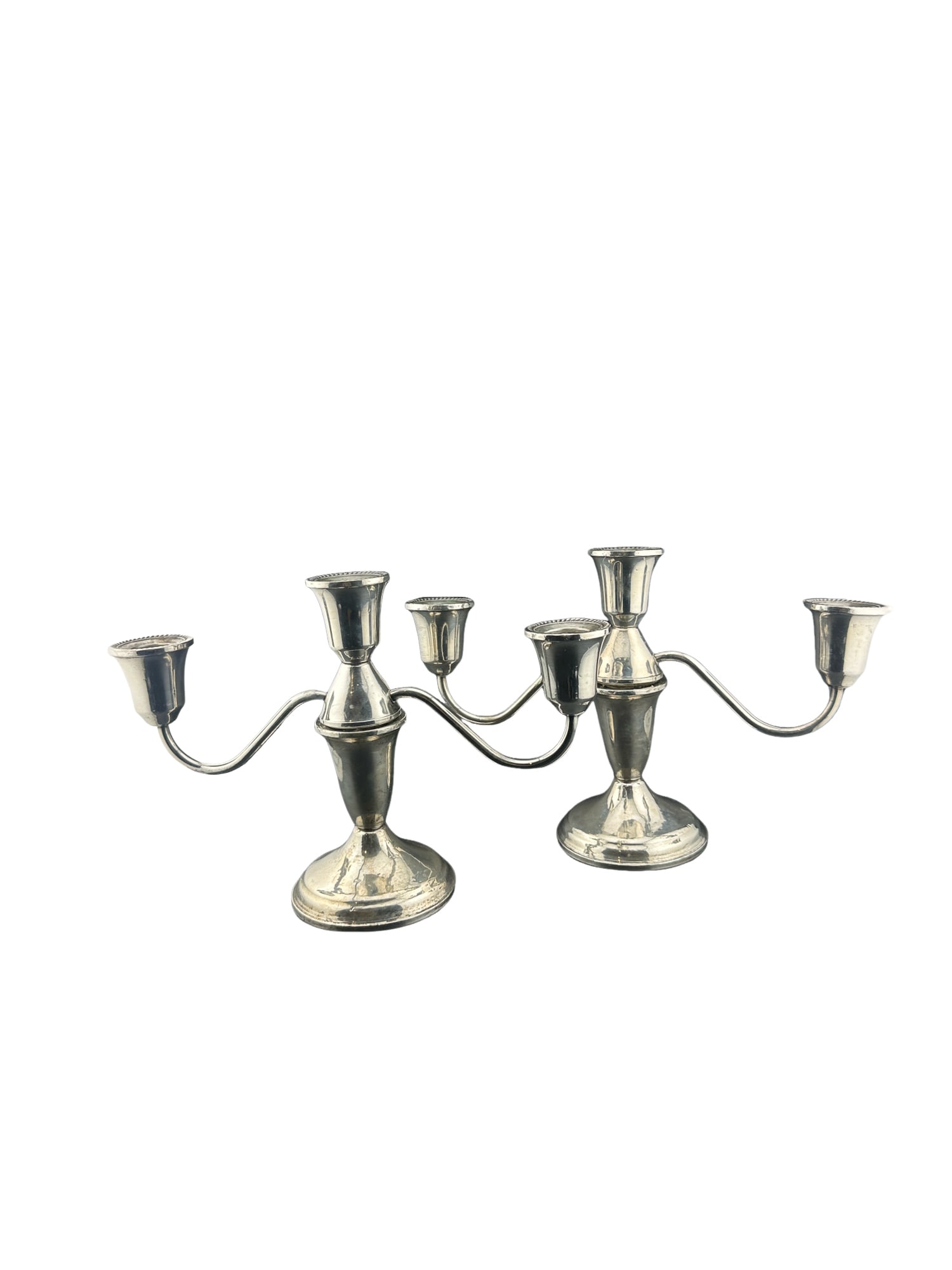Pair of Sterling Silver Weighted Candelabras (1 of 6)