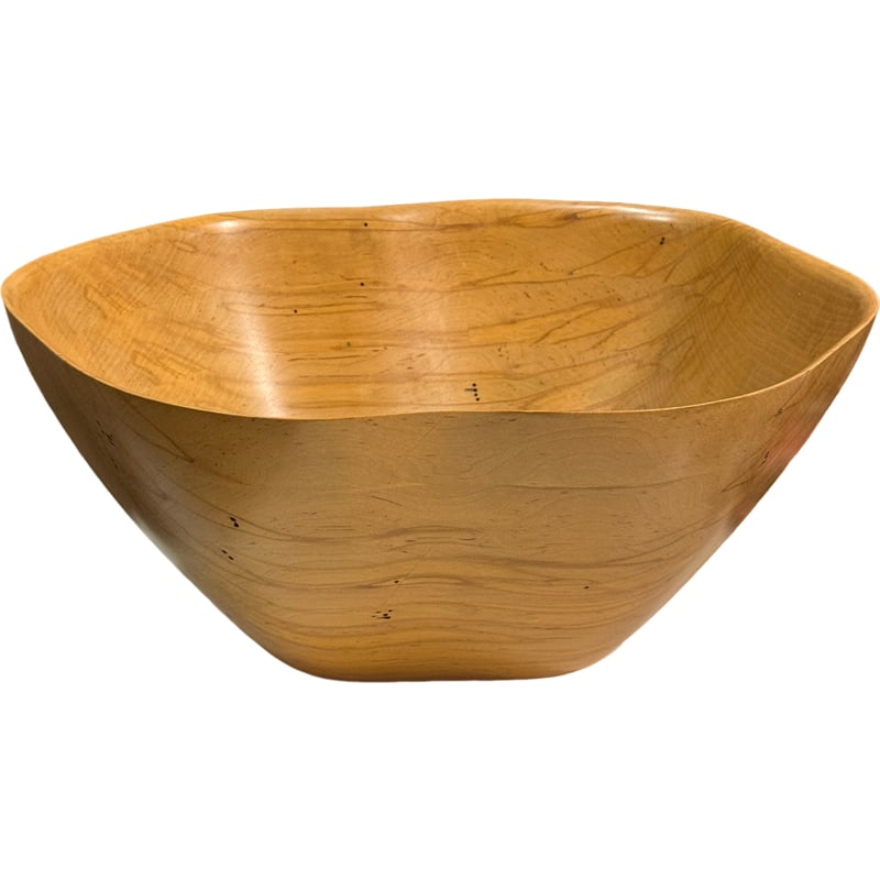 Peter M Petrochko Large Carved Wood Bowl - North American Spalted Crimson Maple - August 1989: PLEASE READ: in house shipping within the US If you win this item, please select self arranged for in house shipping when paying invoice 7"H x 16"