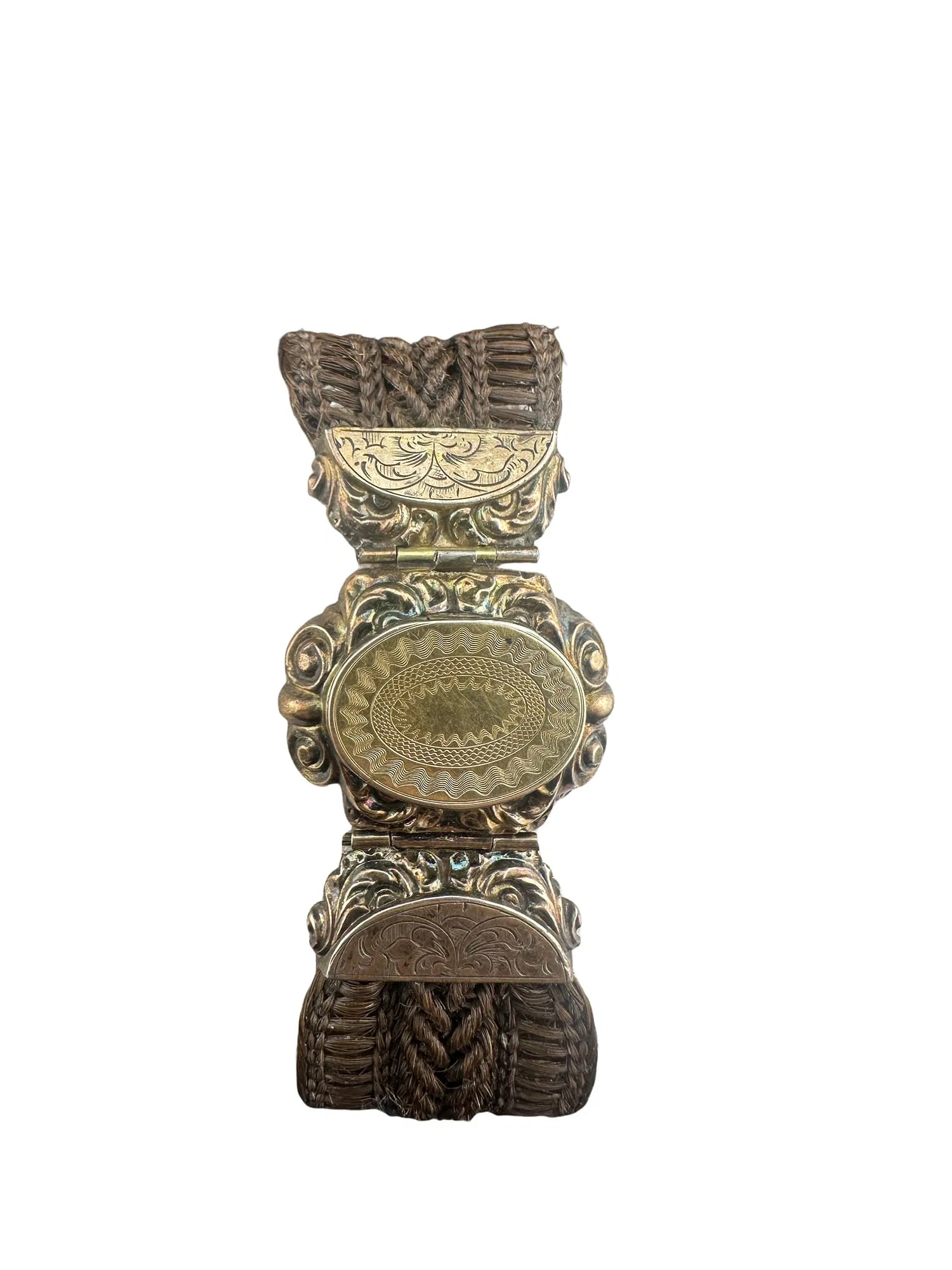 Victorian Hair Bracelet - Antique Gold Woven Photo Keepsake Locket - 1853- mourning: PLEASE READ: In house shipping within the US If you win this item, please select self arranged for in house shipping when paying invoice Victorian Hair Bracelet - Antique Gold Woven Photo Keepsake Loc