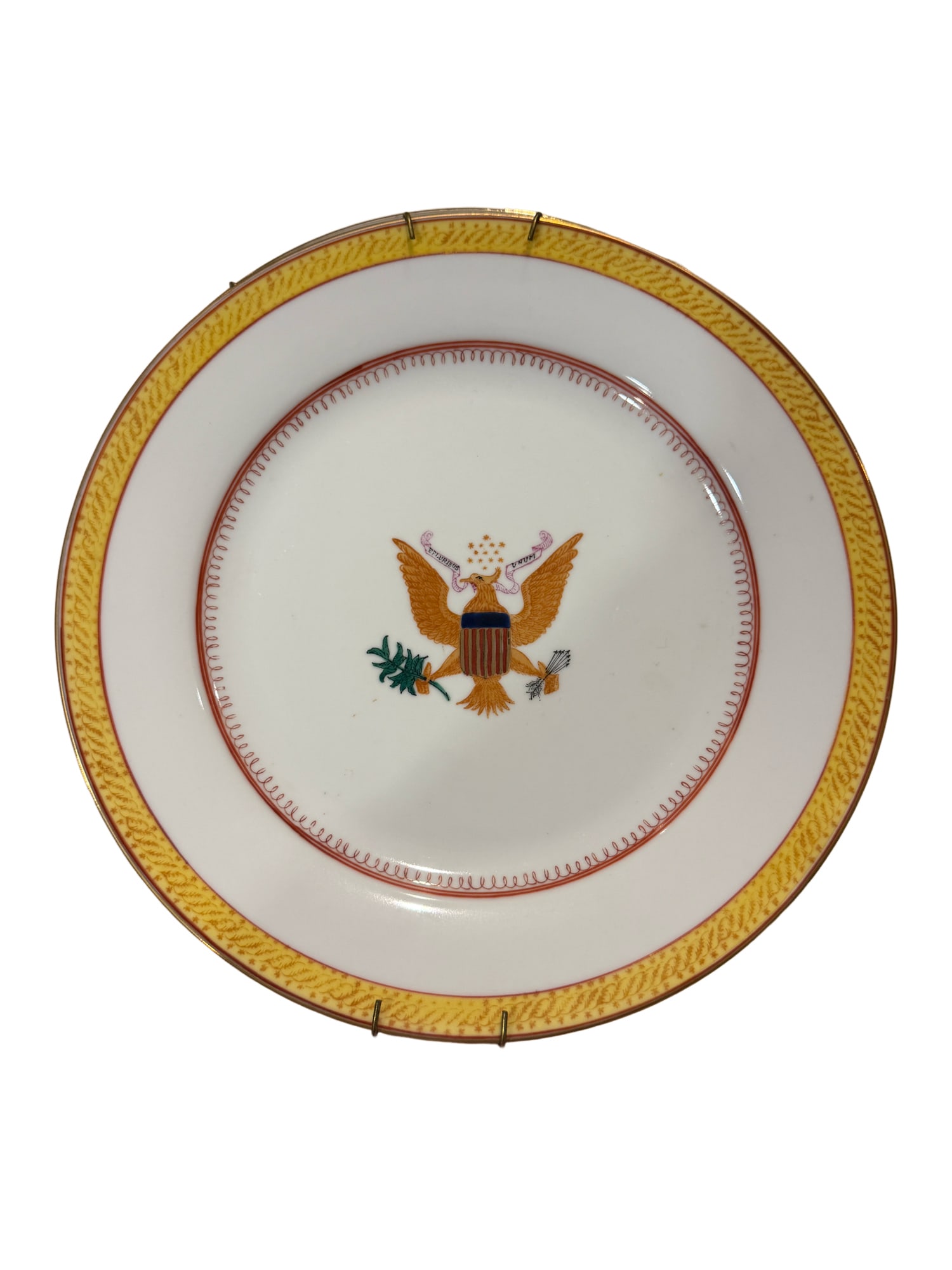 Majolica Chinese Export American Seal Set of 4 Plates with Hangers (1 of 6)
