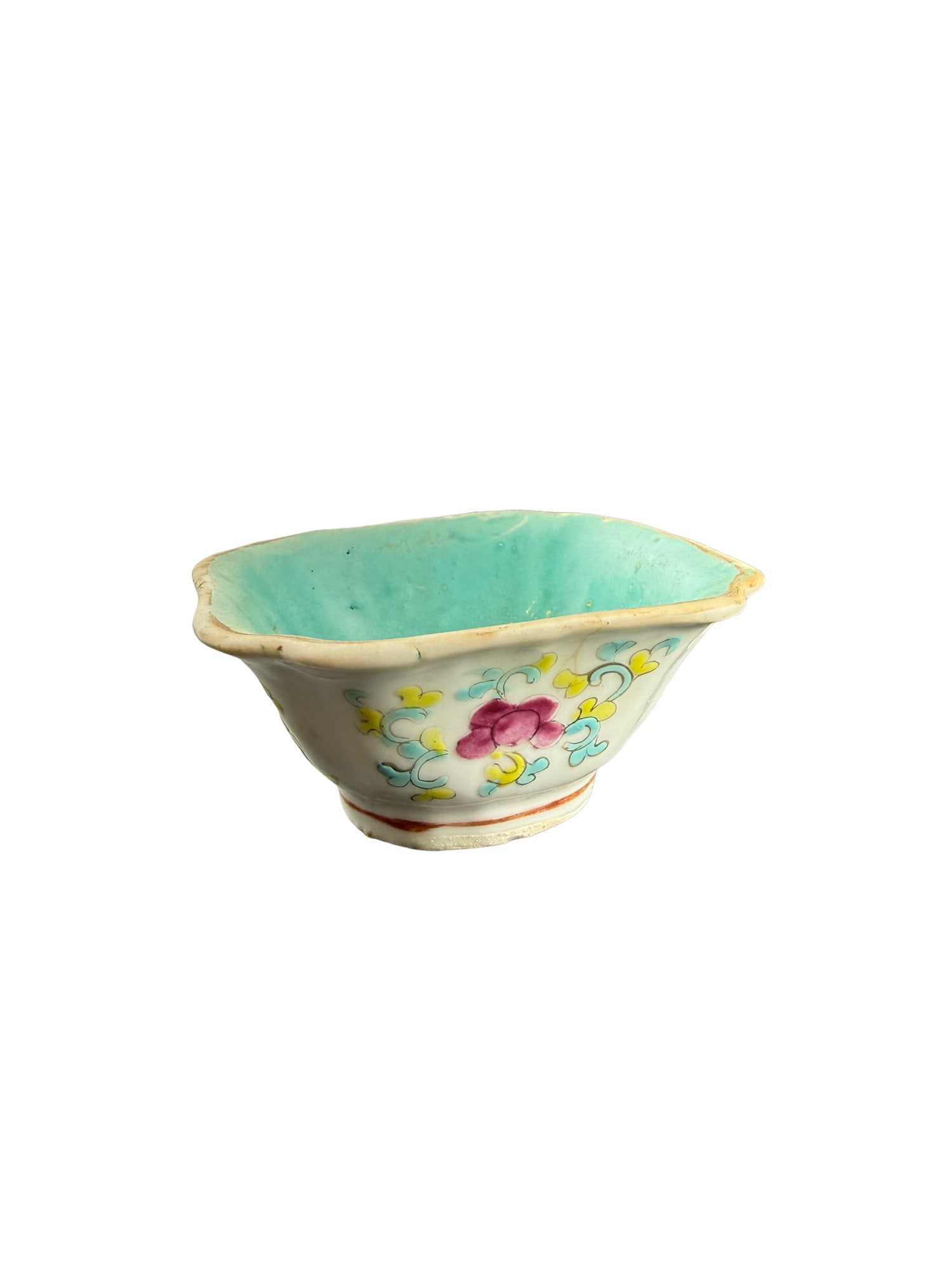 Nyonya Famille Rose Porcelain Rice Bowl: PLEASE READ: in house shipping within the US If you win this item, please select self arranged for in house shipping when paying invoice Nyonya Famille Rose Porcelain Rice Bowl 2"H x 3.75"W
