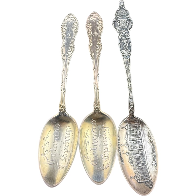 Set of Three Sterling Silver Colorado Souvenir Spoons - Colorado Springs, Auditorium (1 of 4)