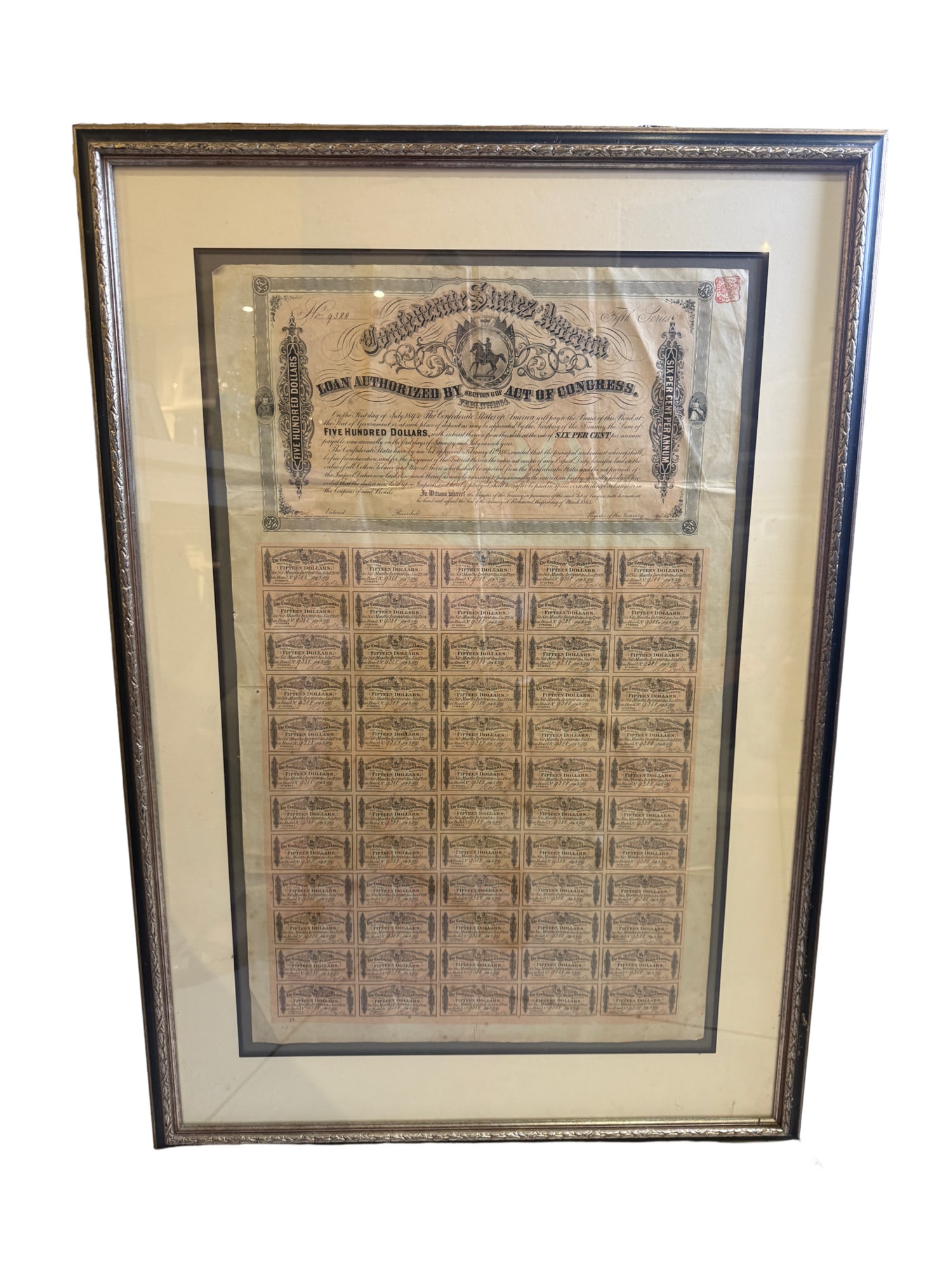 Confederate States of America Five Hundred Dollar Bank Loan (1 of 4)