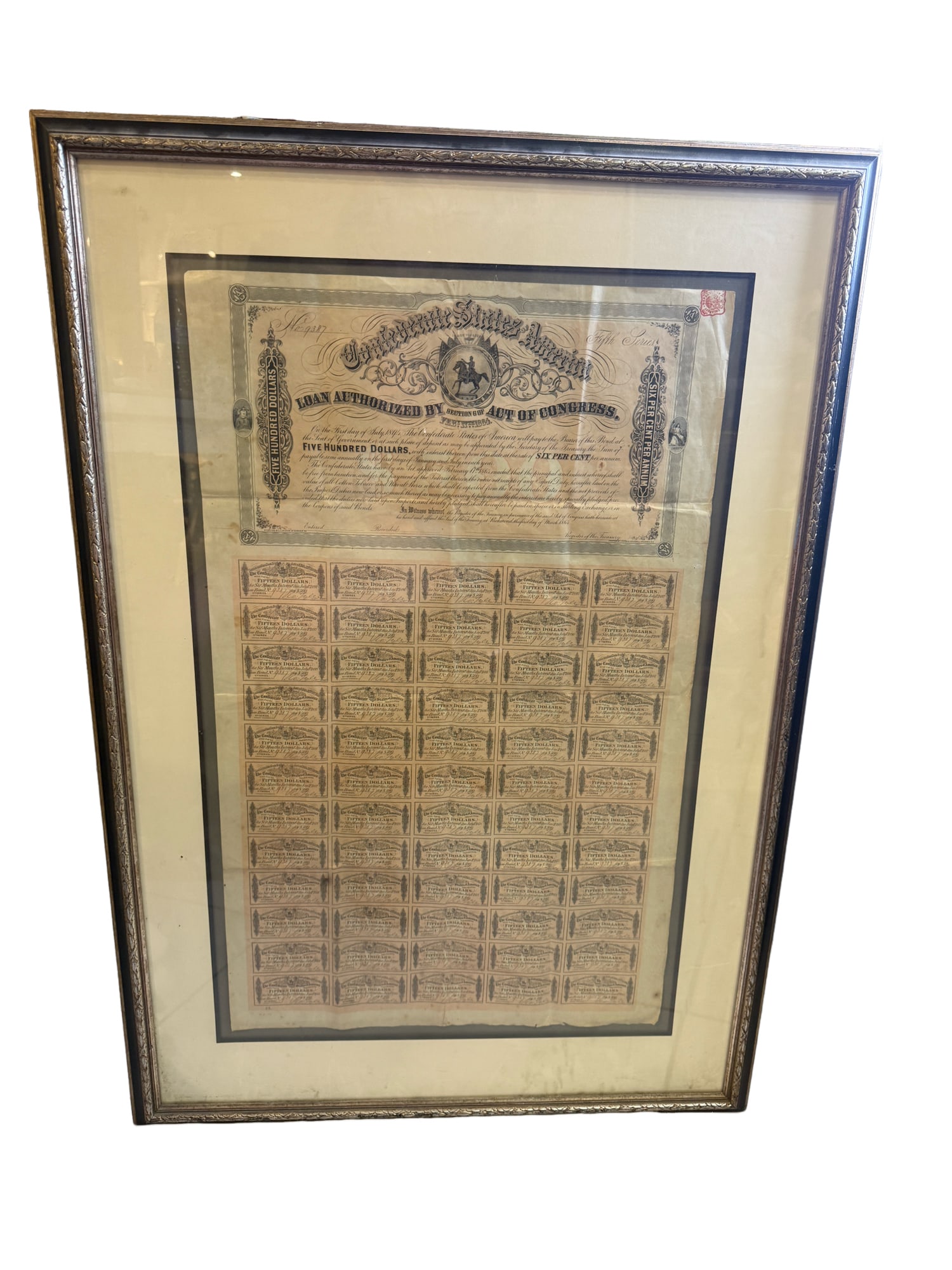 Confederate States of America Five Hundred Dollar Bank Loan (1 of 4)