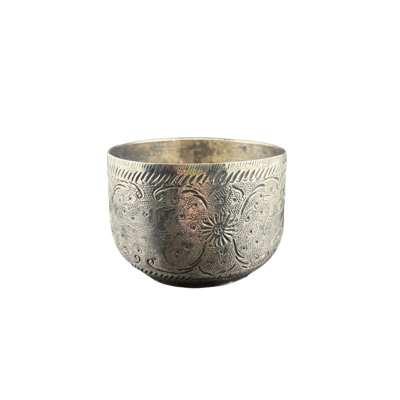 Antique Indian Repousse Jardinaire Pot - Sterling??: PLEASE READ: in house shipping within the US If you win this item, please select self arranged for in house shipping when paying invoice 2.75"H x 3.75" 194.4 grams