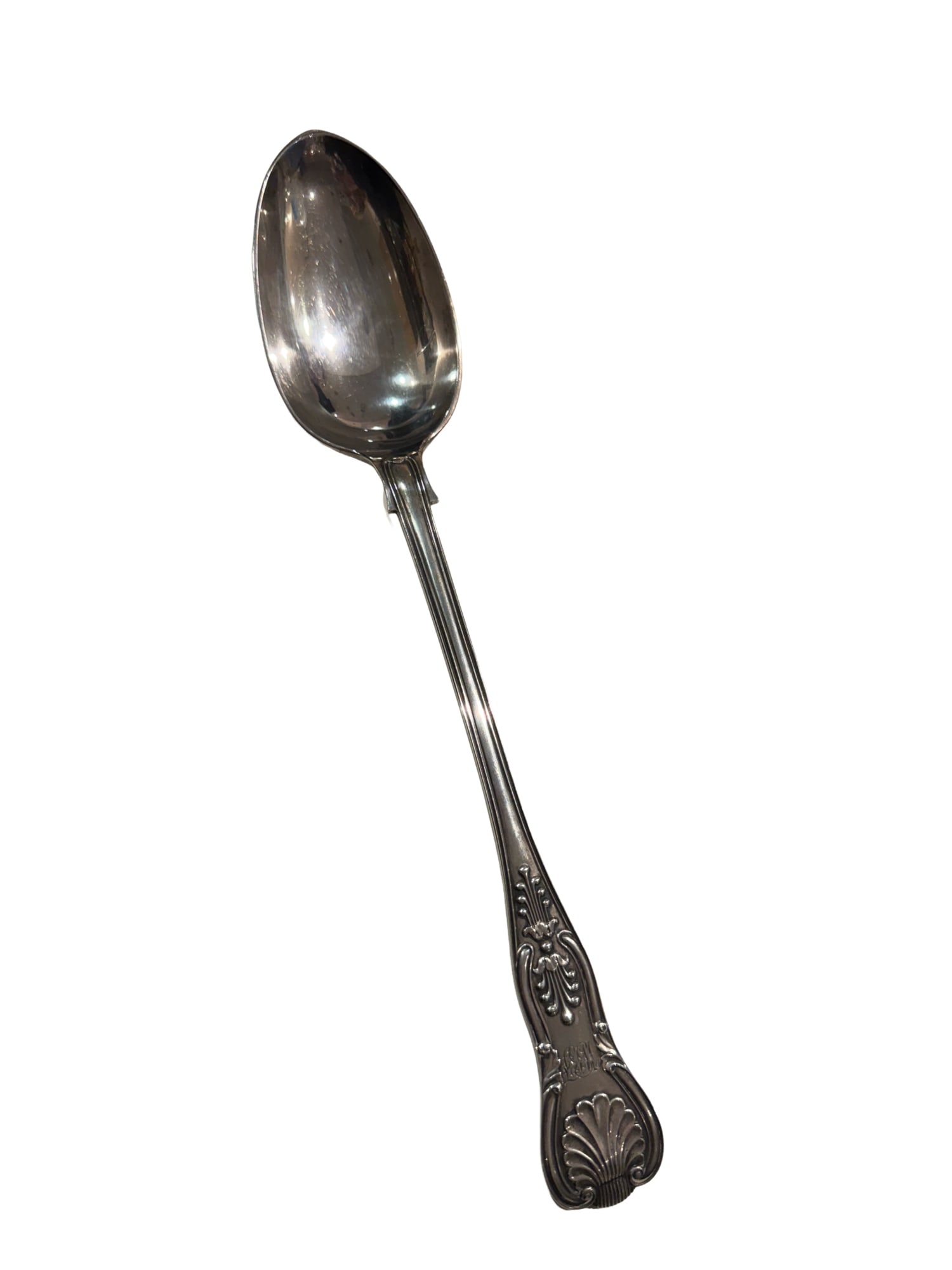 Sterling Silver and Monogrammed Large Serving Spoon: PLEASE READ: in house shipping within the US If you win this item, please select self arranged for in house shipping when paying invoice Sterling Silver and Monogrammed Large Serving Spoon 115 grams 1
