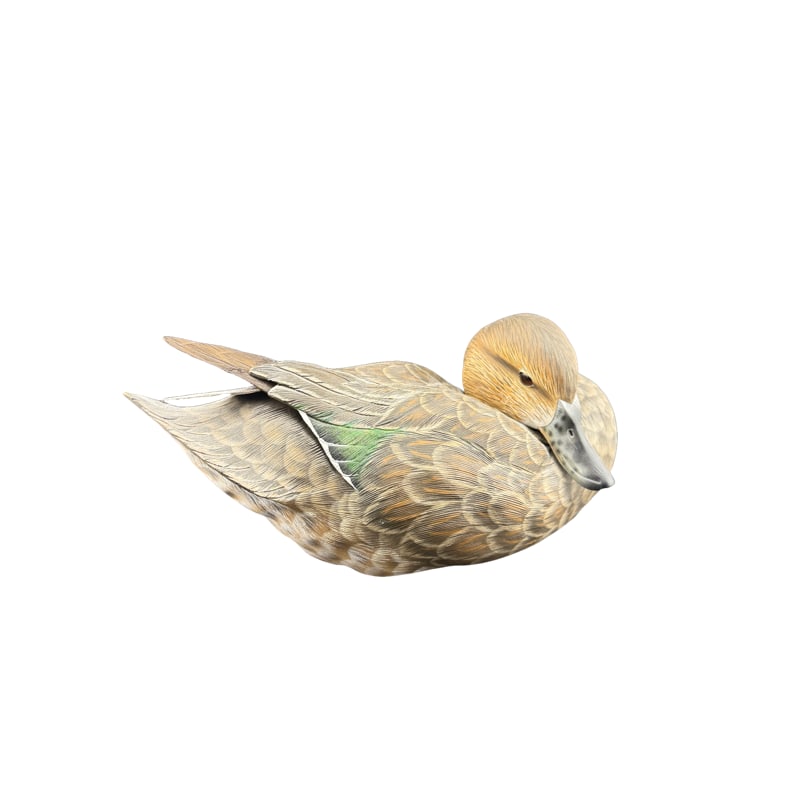 Green Winged Teal Hen Duck Decoy by Jeffrey Moore (1 of 5)