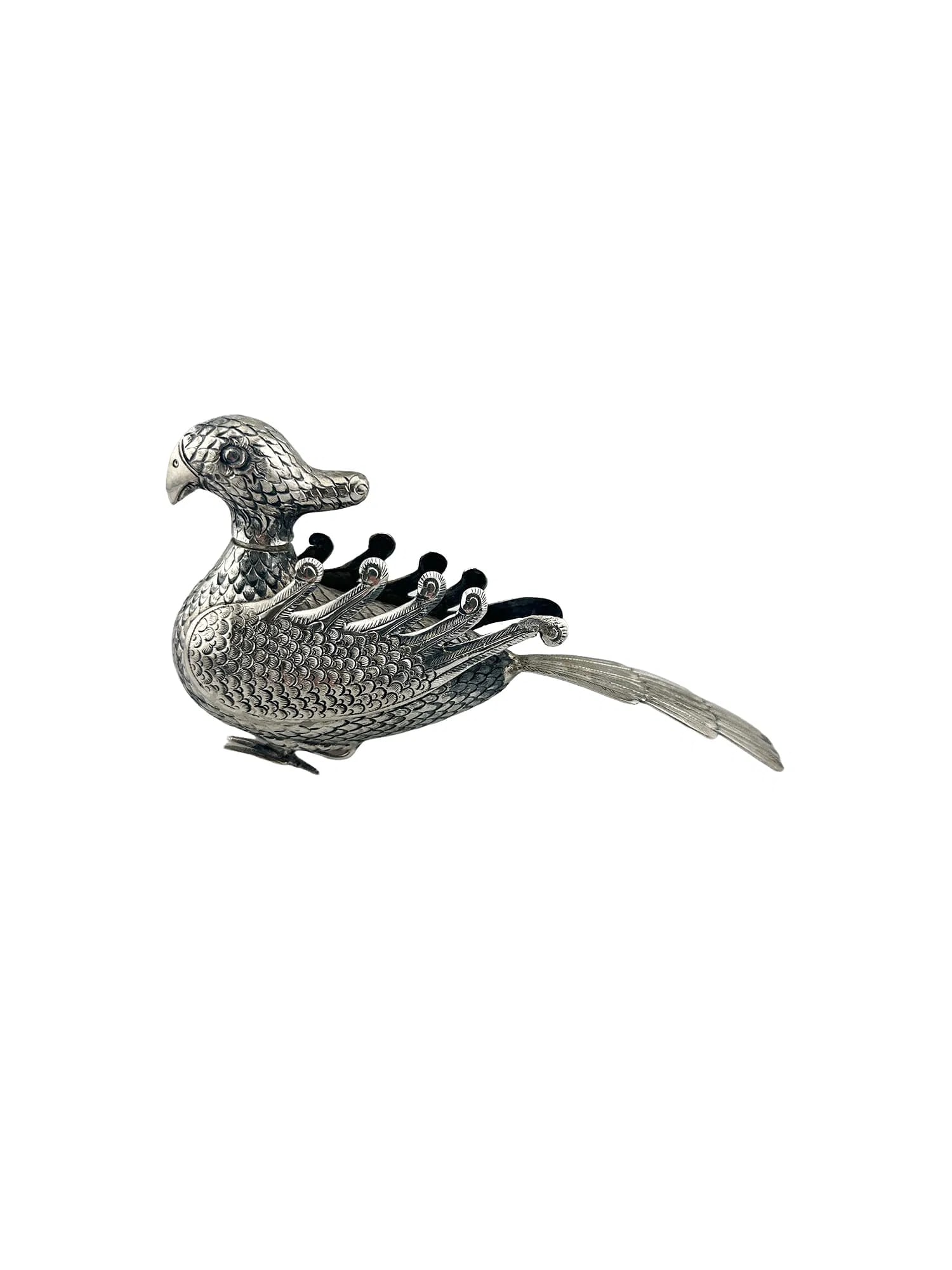 An Exotic Silver Bird Scent/perfume Bottle: PLEASE READ:in house shipping within the USIf you win this item, please select self arranged for in house shipping when paying invoice Unknown silver content, likely Indian or Southeast Asian, 20th