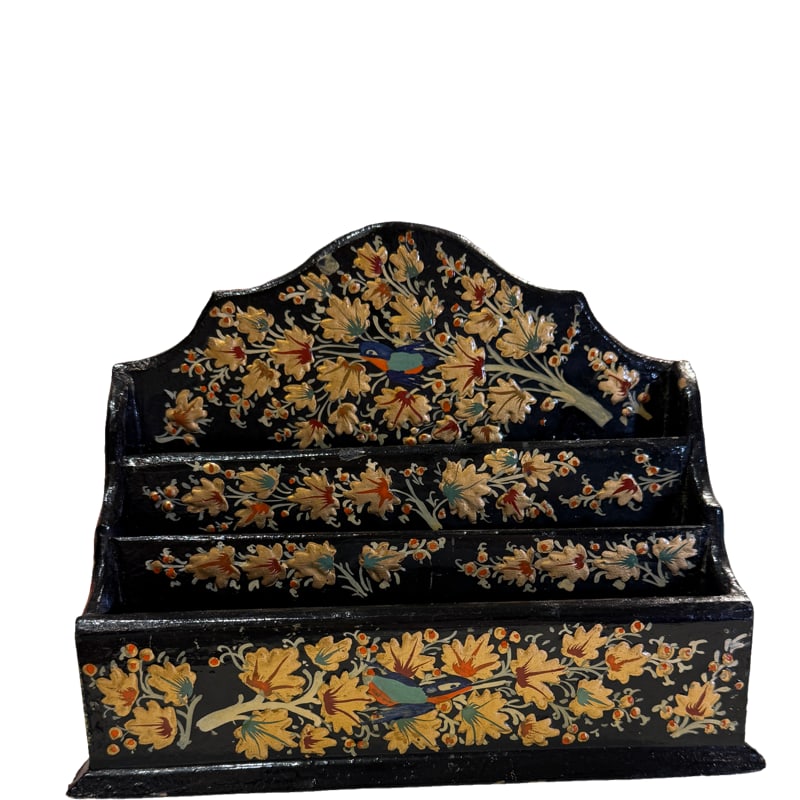 Vintage Kashmir Papier Mache Lacquer Letter Rack (1 of 6)
