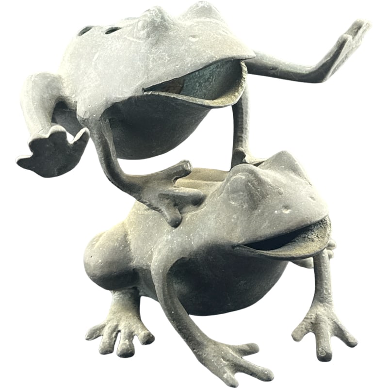 Bronze Leaping Frog Figural Flower Frog (1 of 5)