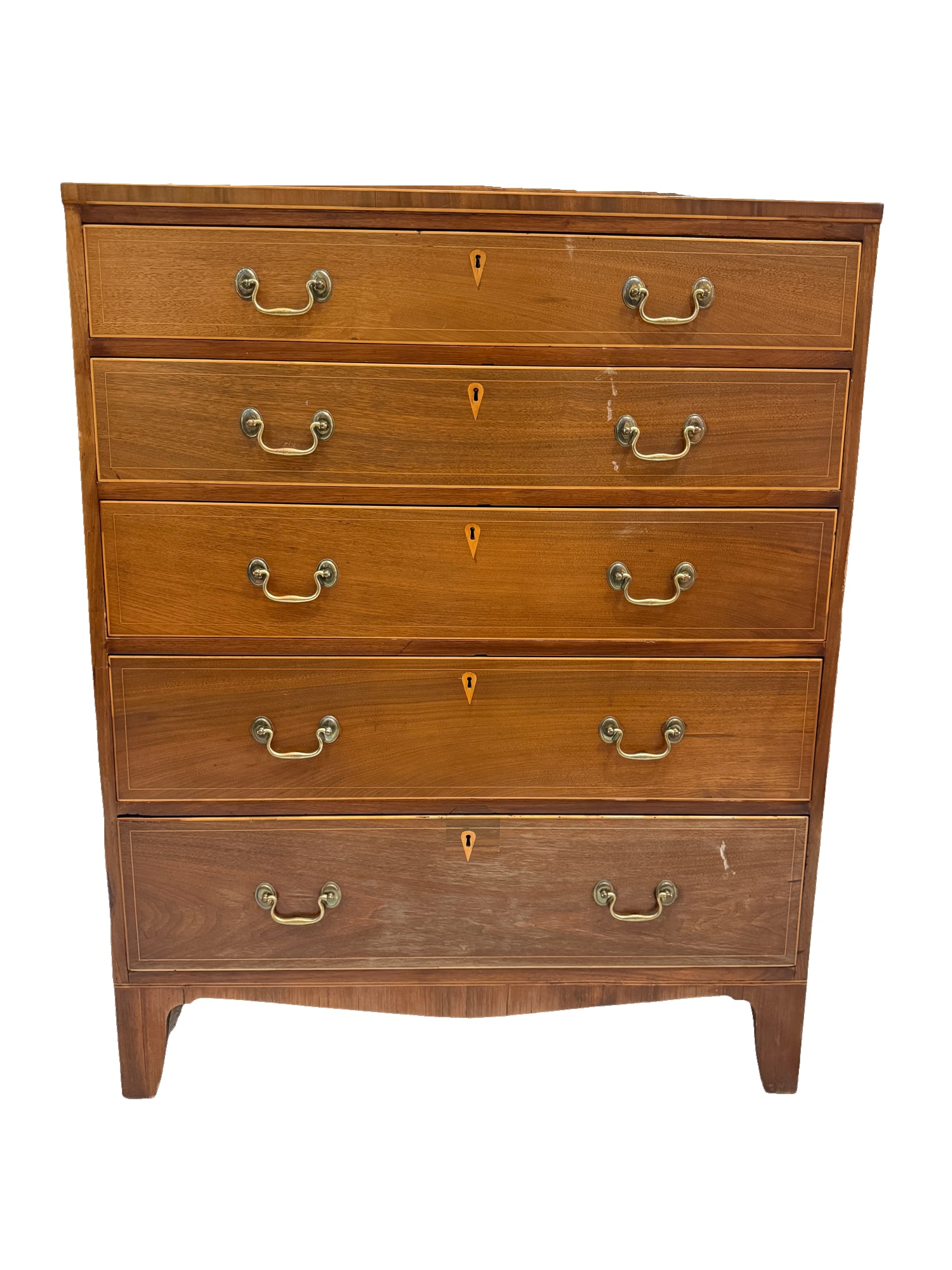 Antique Early 1800s Southern Neoclassical Mahogany Inlaid Chest: **OUT OF HOUSE SHIPPING Antique Early 1800s Southern Neoclassical Mahogany Inlaid Chest 48"H x 39"W x 21"D