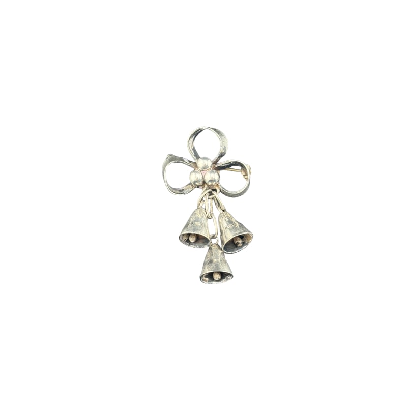 Vintage Taxco Mexico Sterling Silver Brooch - Dangle Bells: PLEASE READ: in house shipping within the US If you win this item, please select self arranged for in house shipping when paying invoice 2" x 1.25" This vintage Mexican sterling silver brooch features