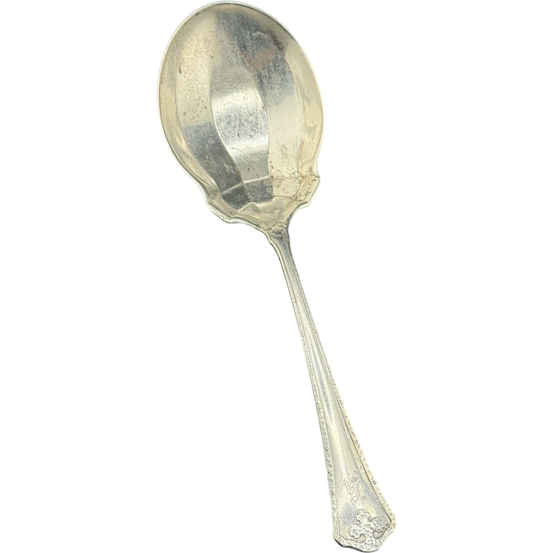 R. Wallace and Sons Sterling Silver Serving Spoon - Hammered Arts & Crafts Pattern: PLEASE READ: In house shipping within the US. If you win this item, please select self arranged for in house shipping when paying invoice R. Wallace & Sons (later Wallace Silversmiths) is a historic A
