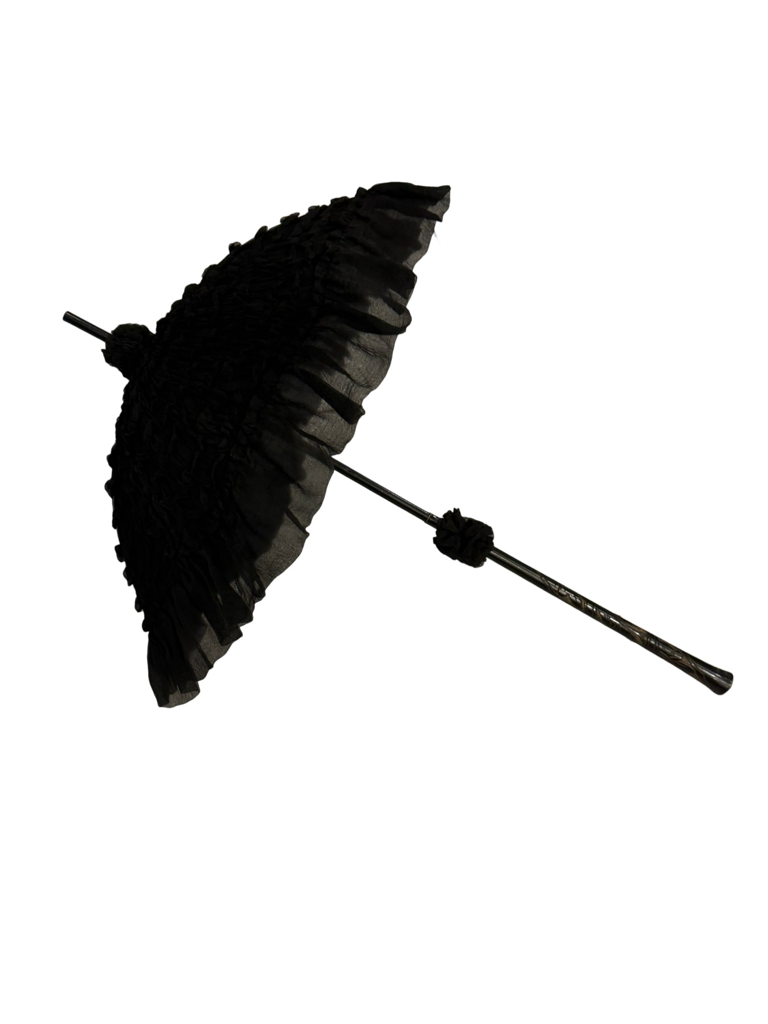 Antique Victorian Parasol Mourning Umbrella: PLEASE READ: in house shipping within the US If you win this item, please select self arranged for in house shipping when paying invoice Antique Victorian Parasol Mourning Umbrella about 26"L closed, 