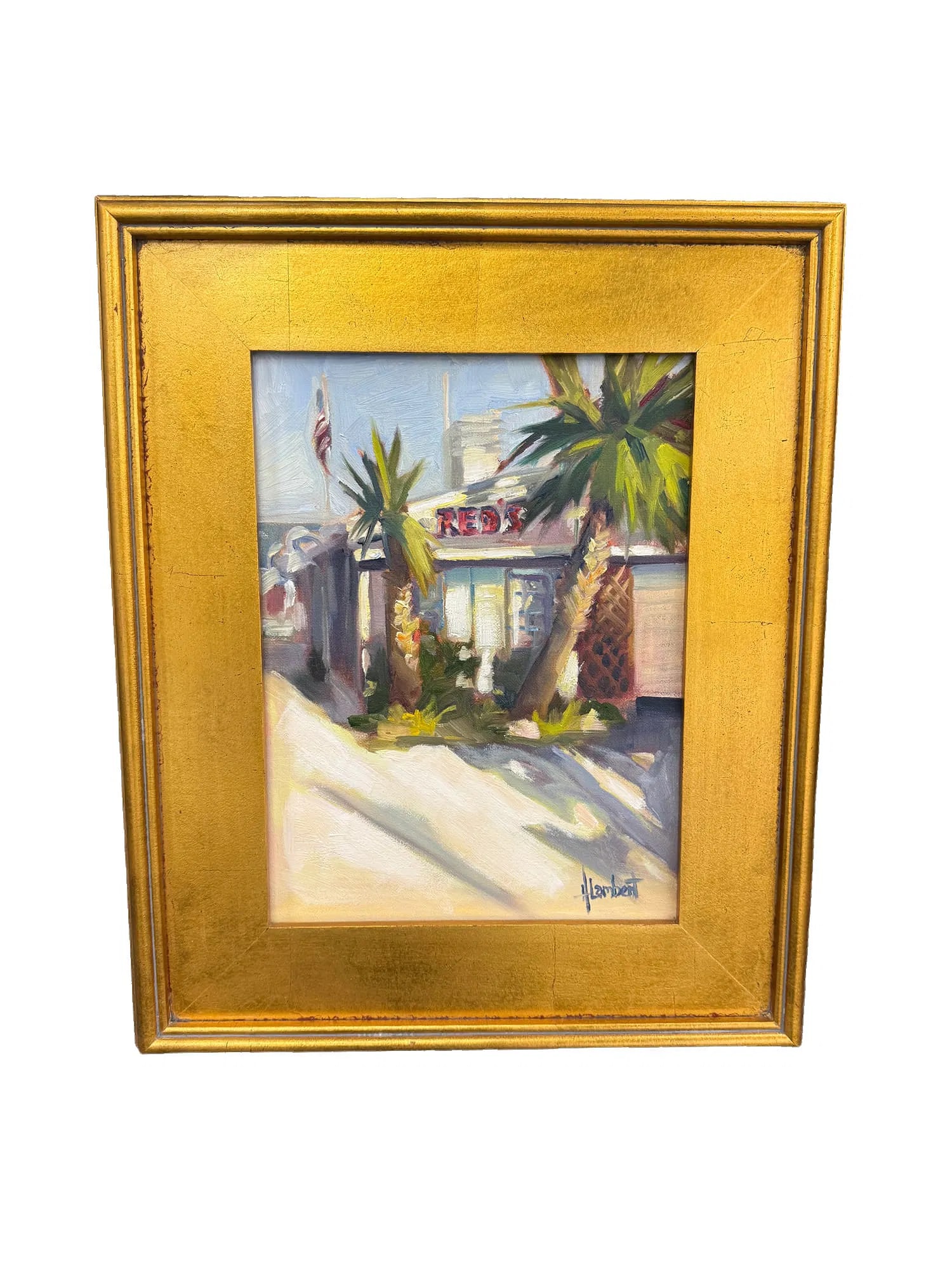 Charleston Artist "Reds" by Hilarie Lambert Original on Board Framed and Signed: PLEASE READ:If you win this item, please select self arranged for in house shipping when paying invoice "Reds" by Hilarie Lambert Original on Board Framed and Signed Framed: 17" x 14" Unframed: 12" x 