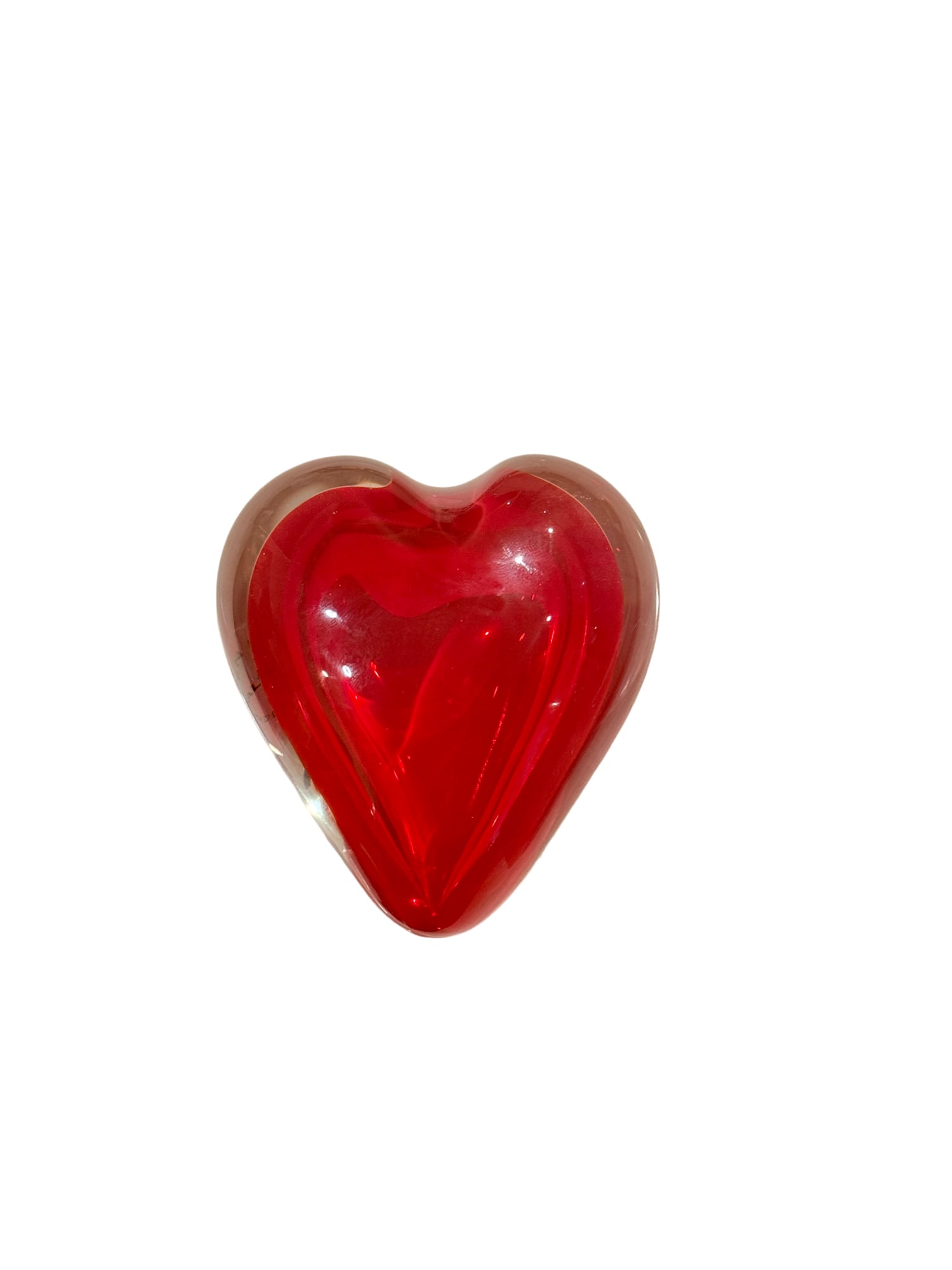 Venezia Salviati Heart Glass Paperweight: PLEASE READ: in house shipping within the US If you win this item, please select self arranged for inhouse shipping when paying invoice Venezia Salviati Heart Glass Paperweight about 4"L x 7.5" circum