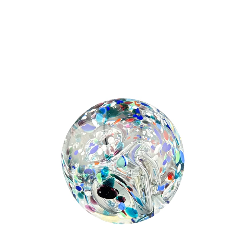 Signed Karg Glass Paperweight: PLEASE READ: in house shipping within the US If you win this item, please select self arranged for in house shipping when paying invoice Signed Karg Glass Paperweight 3"H x 9" circumference