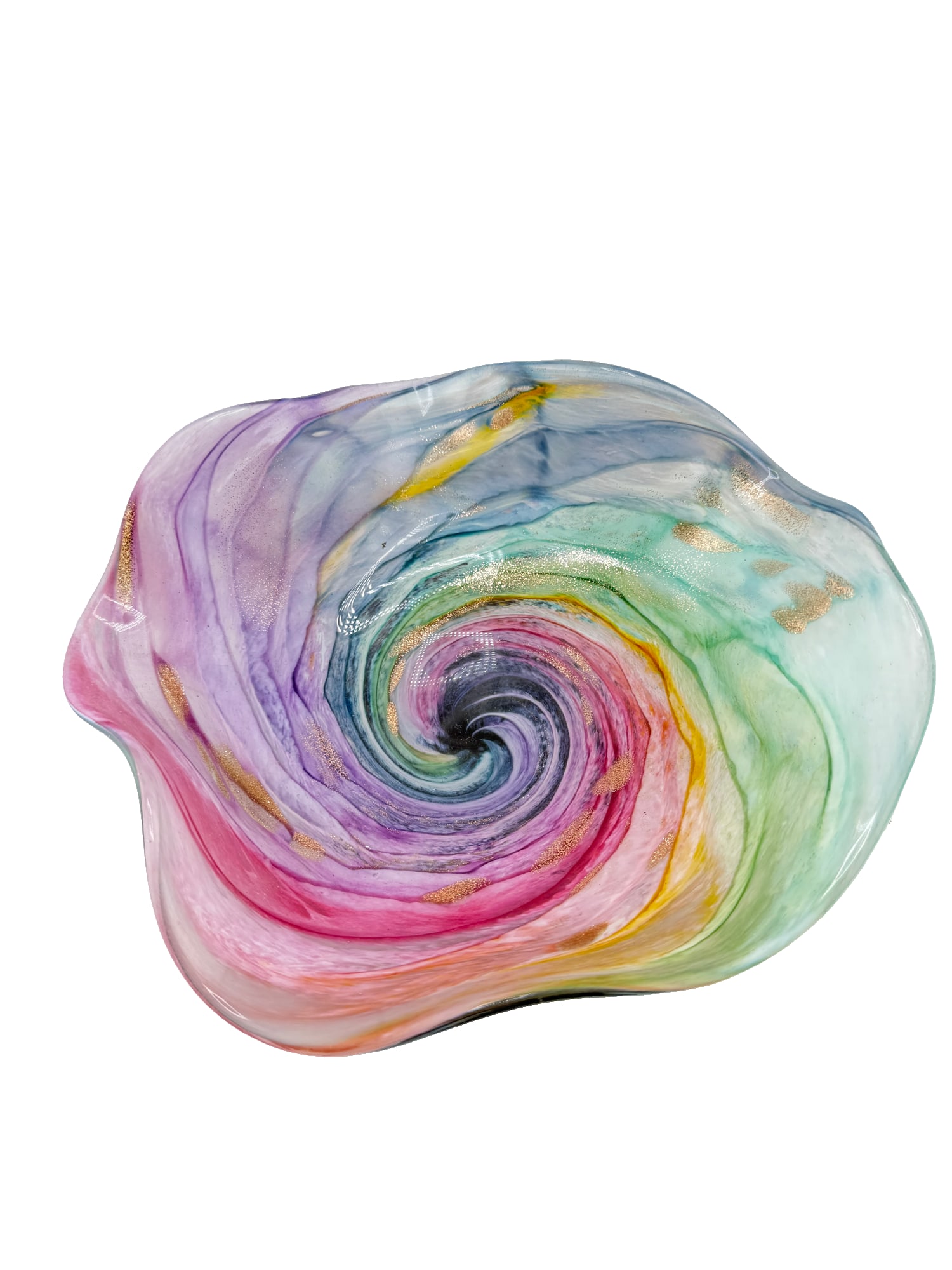 Beautiful 1996 Rainbow Art Glass Bowl by Marilyn Kimble Holt Signed: PLEASE READ: in house shipping within the US If you win this item, please select self arranged for inhouse shipping when paying invoice Beautiful 1996 Rainbow Art Glass Bowl by Marilyn Kimble Holt