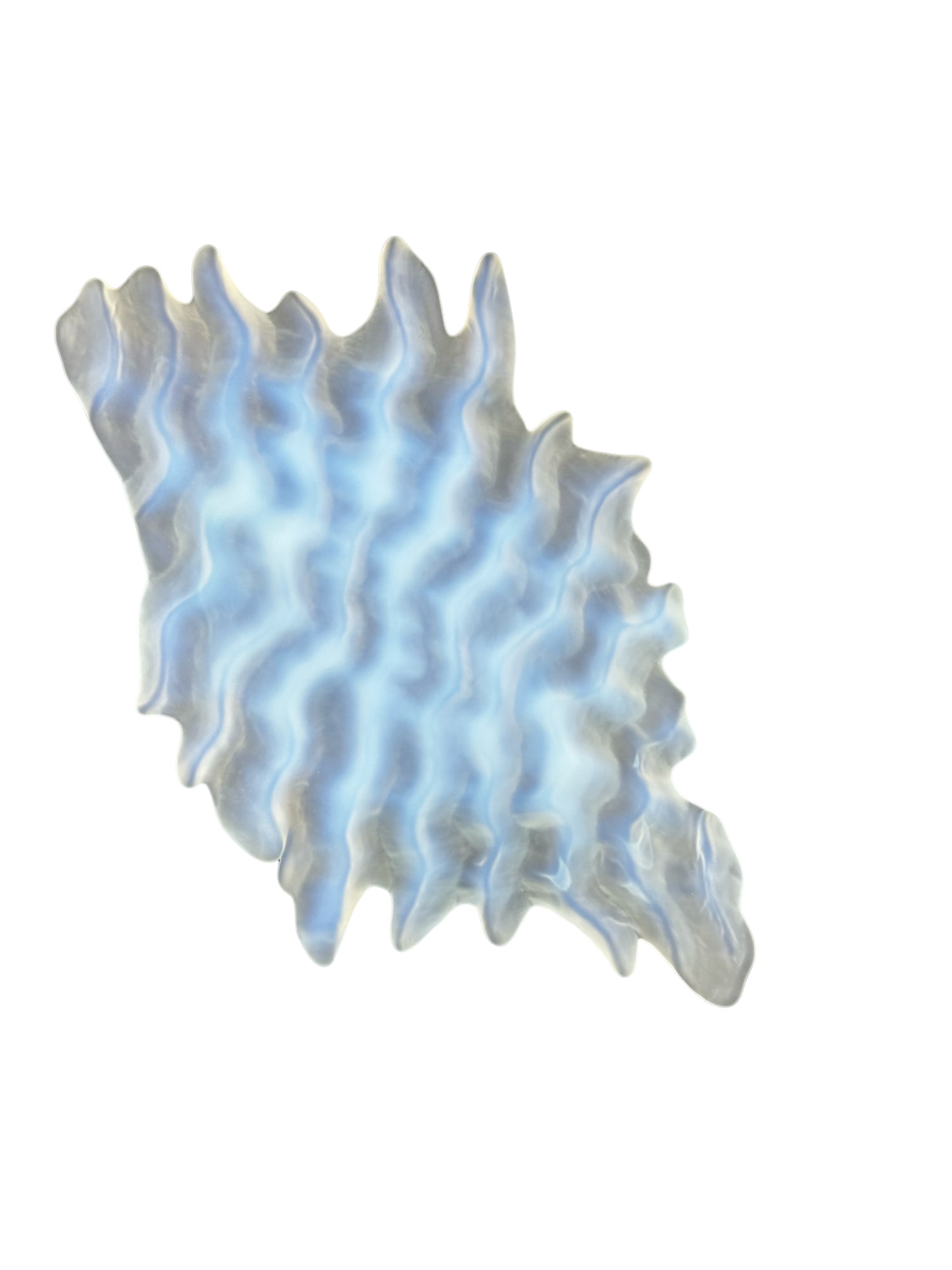 Hudson Beach? Postmodern Opal Frosted Art Glass Squiggle Platter: PLEASE READ:In house shipping within the US.If you win this item, please select self arranged for in house shipping when paying invoice Stunning Hudson Beach?Postmodern Opal Frosted Art Glass